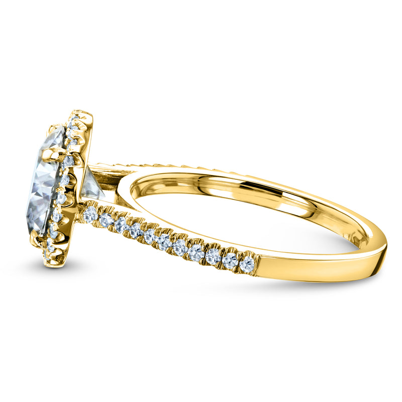 Round Brilliant Moissanite and Diamond Halo 3-Piece Bridal Rings Set 2 1/2 CTW 14k Yellow Gold