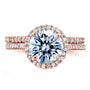 Kobelli Round Brilliant Moissanite and Diamond Halo Bridal Wedding Rings Set 2 1/3 CTW 14k Rose Gold