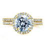 Kobelli Round Brilliant Moissanite and Diamond Halo Bridal Wedding Rings Set 2 1/3 CTW 14k Yellow Gold