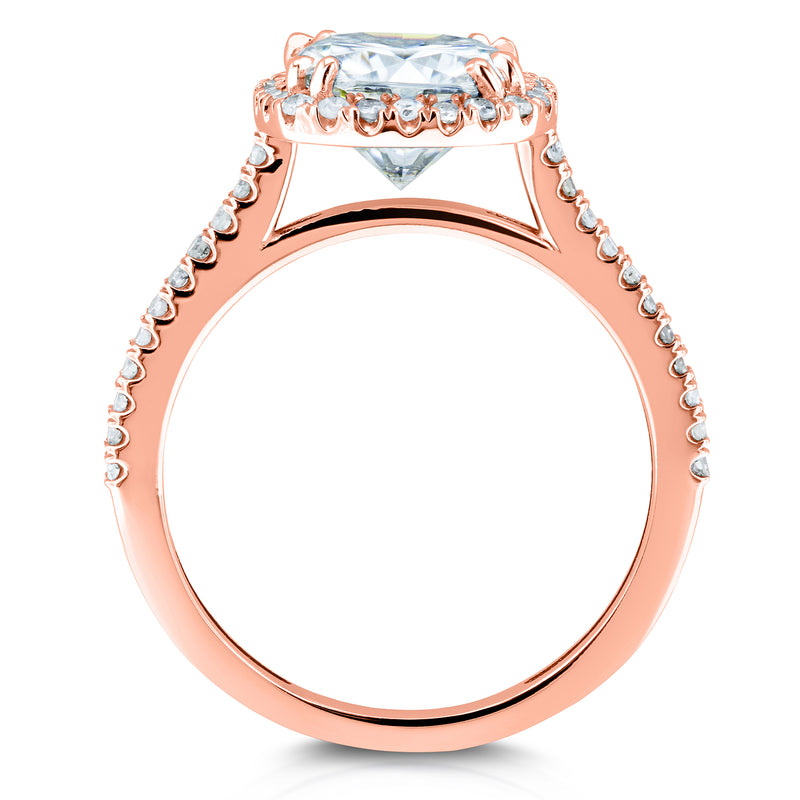 Kobelli Cushion Moissanite and Diamond Halo Engagement Ring 2 1/4 CTW 14k White Gold