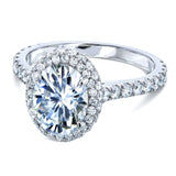 Kobelli Oval Forever One Moissanite Drop Halo Ring