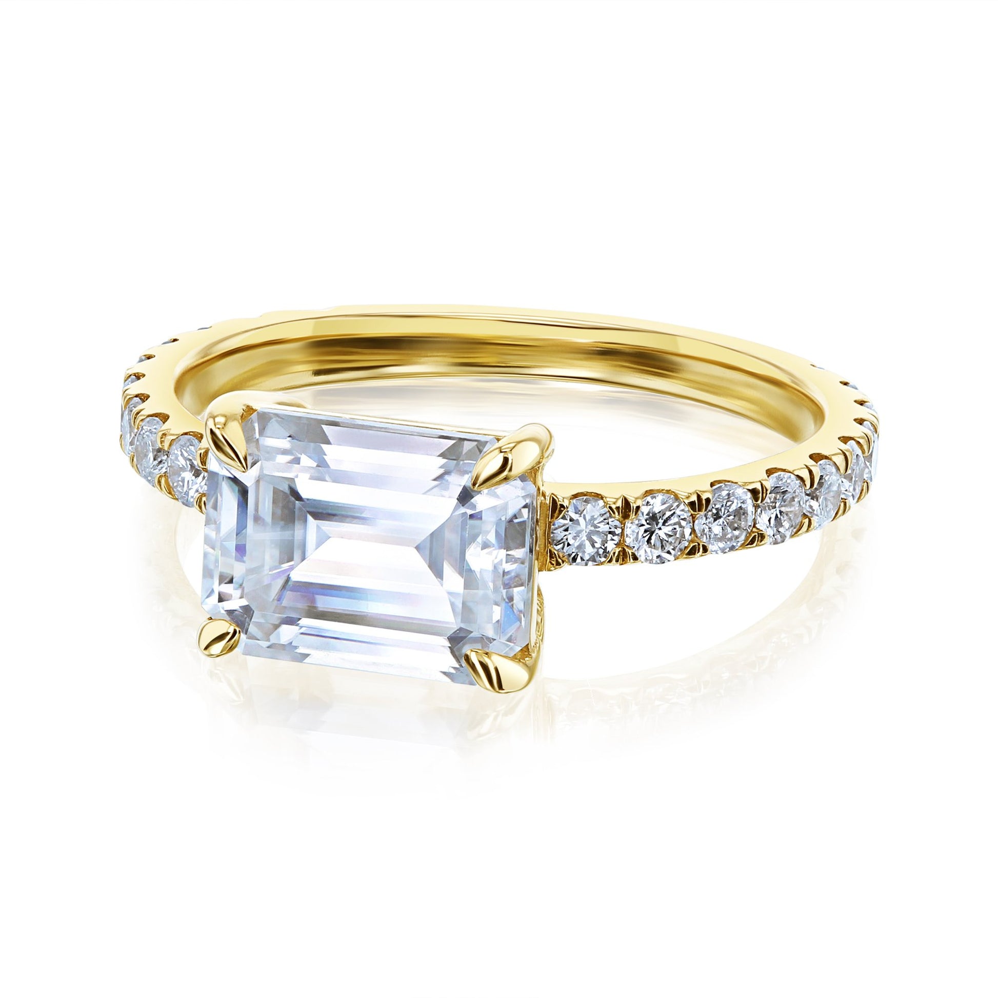 Kobelli Forever One East West Emerald Moissanite Engagement Ring