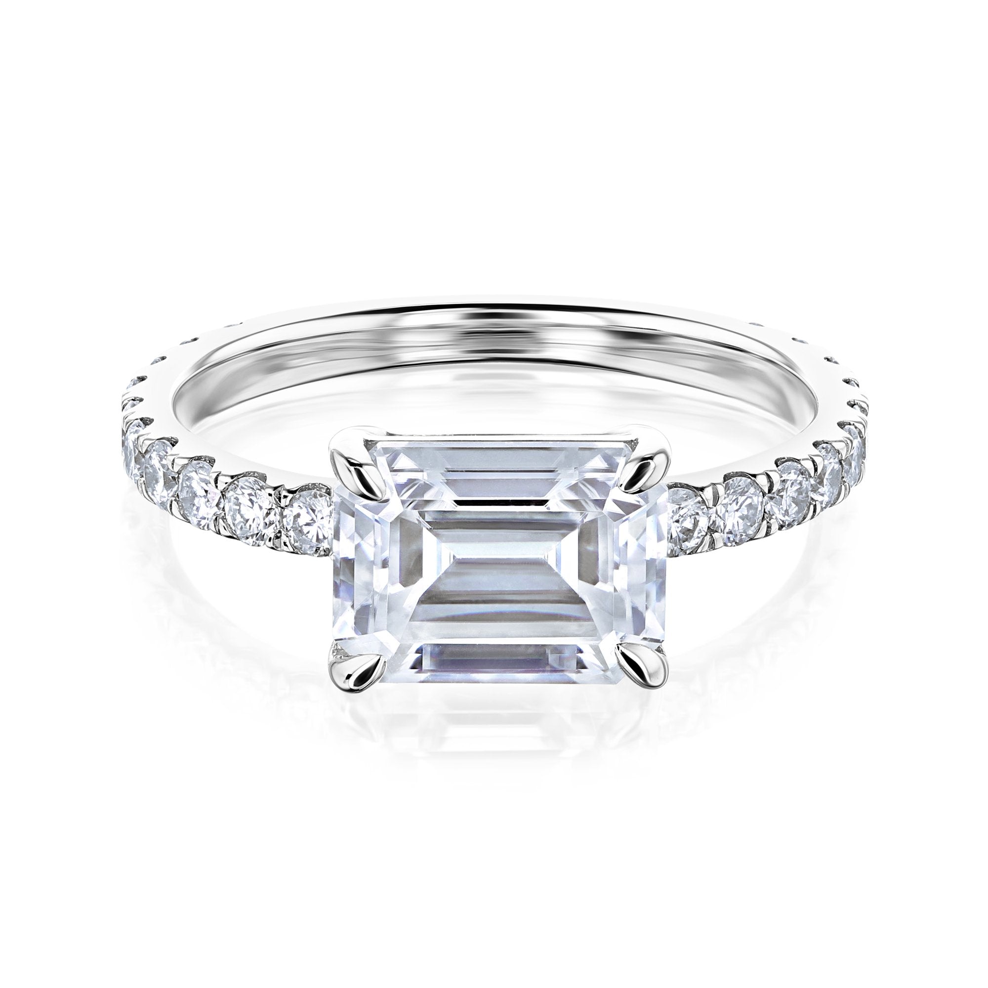 Kobelli Forever One East West Emerald Moissanite Engagement Ring