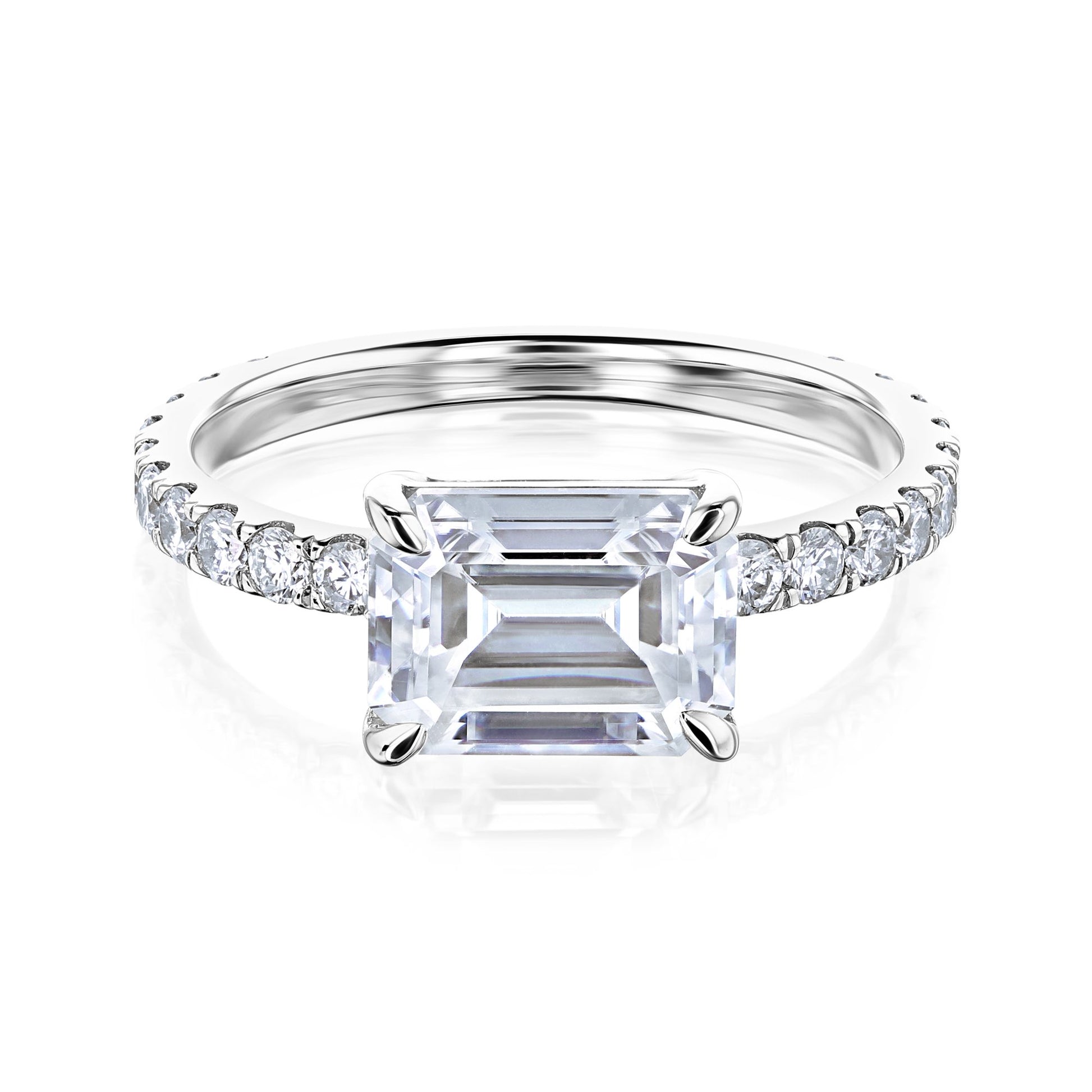 Kobelli Forever One East West Emerald Moissanite Engagement Ring