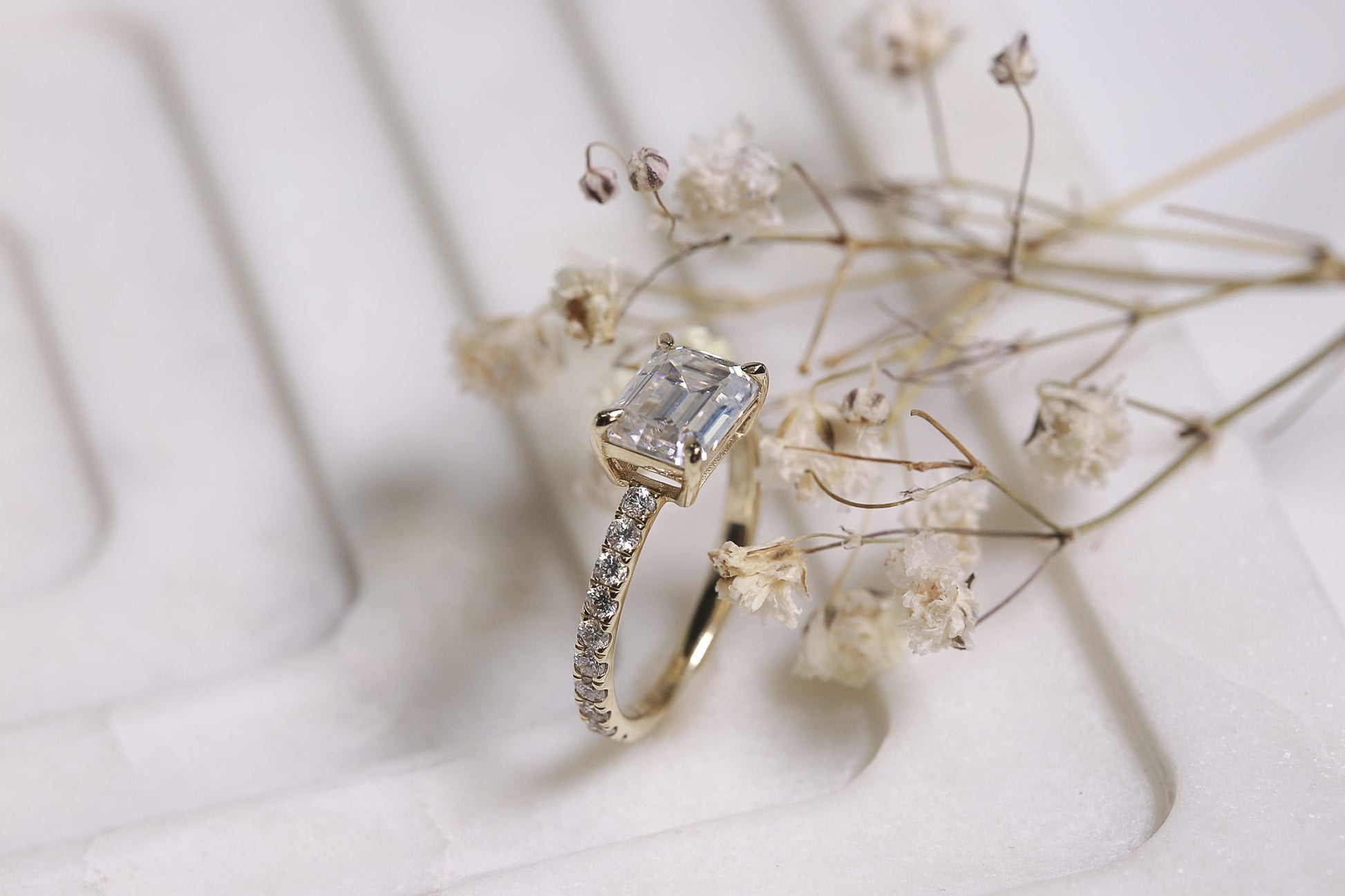 Kobelli Forever One East West Emerald Moissanite Engagement Ring