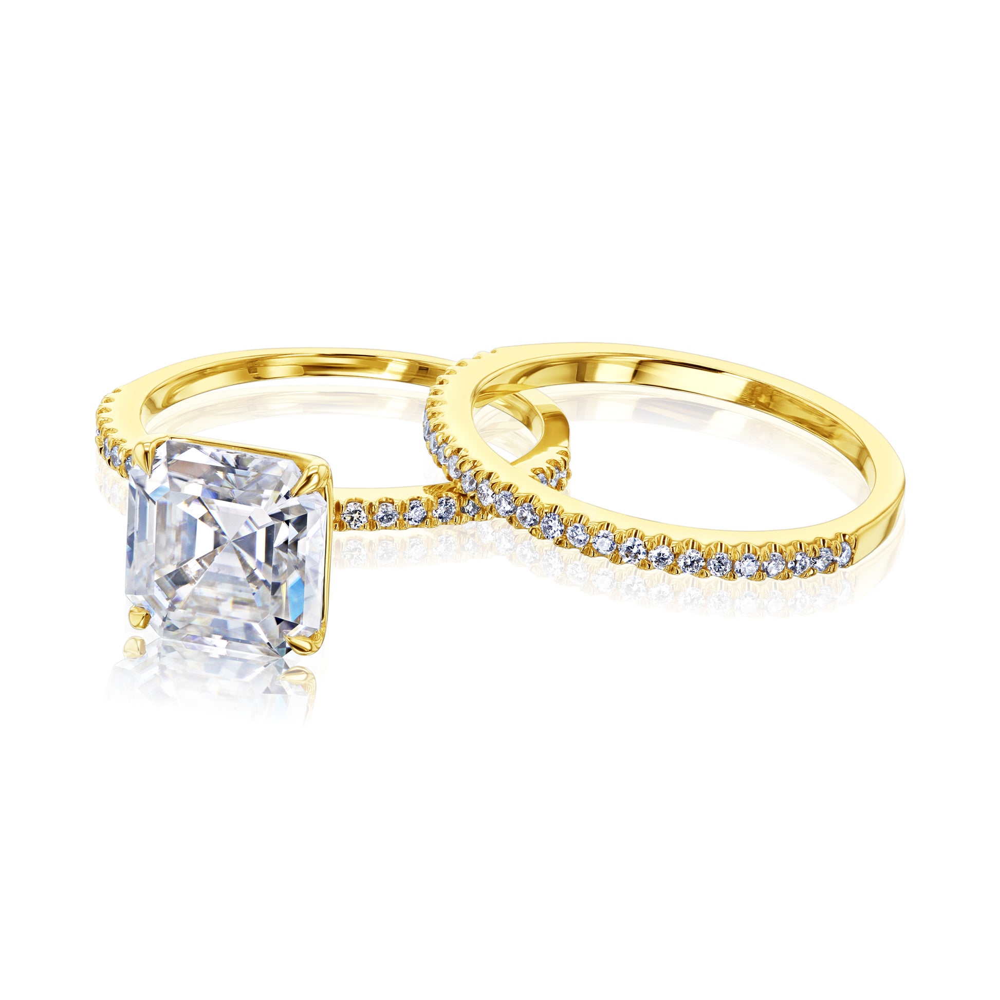 2.45 Carat Moissanite Asscher Petite Bridal Set