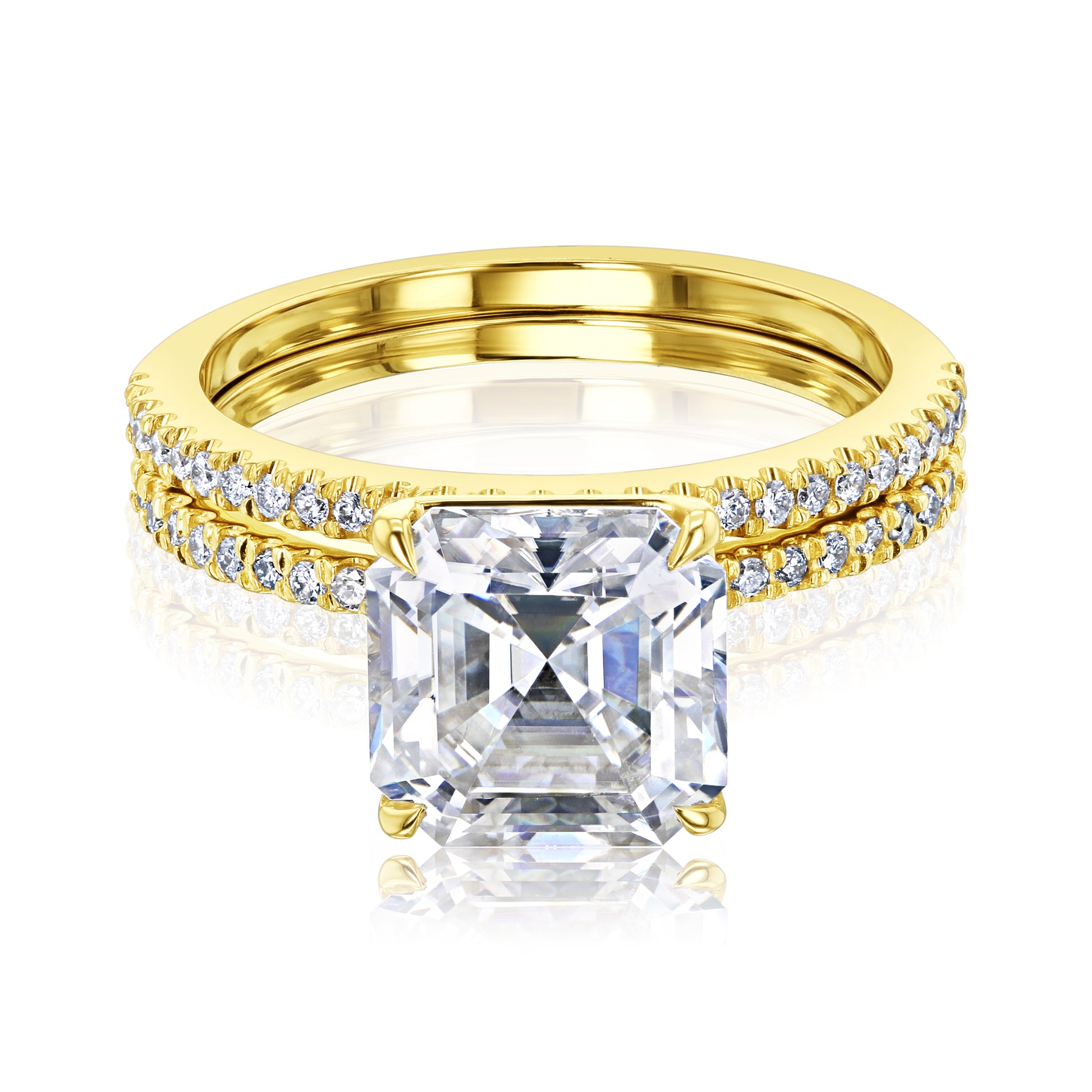 2.45 Carat Moissanite Asscher Petite Bridal Set