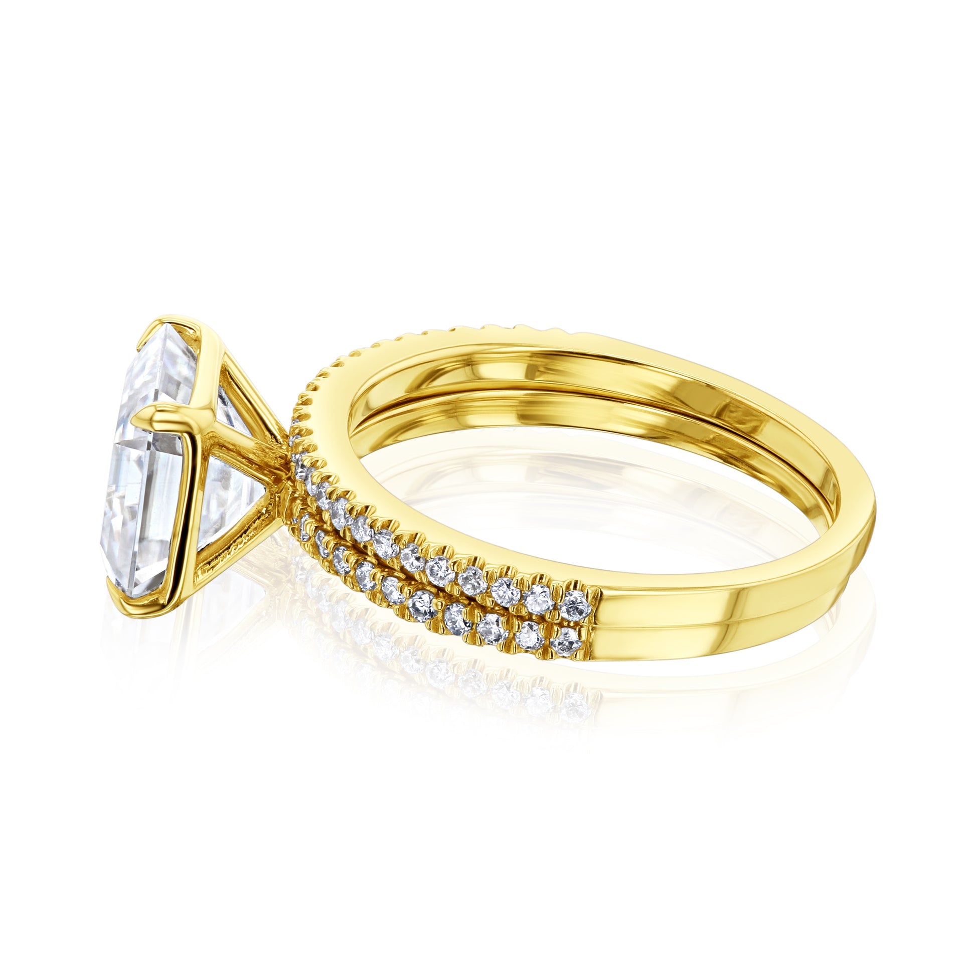 2.45 Carat Moissanite Asscher Petite Bridal Set