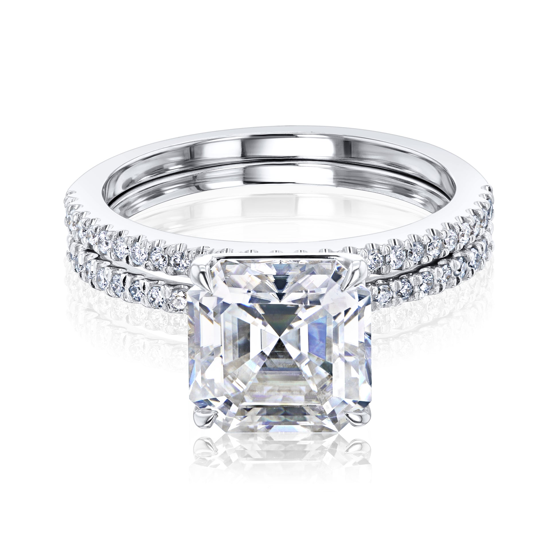 2.45 Carat Moissanite Asscher Petite Bridal Set