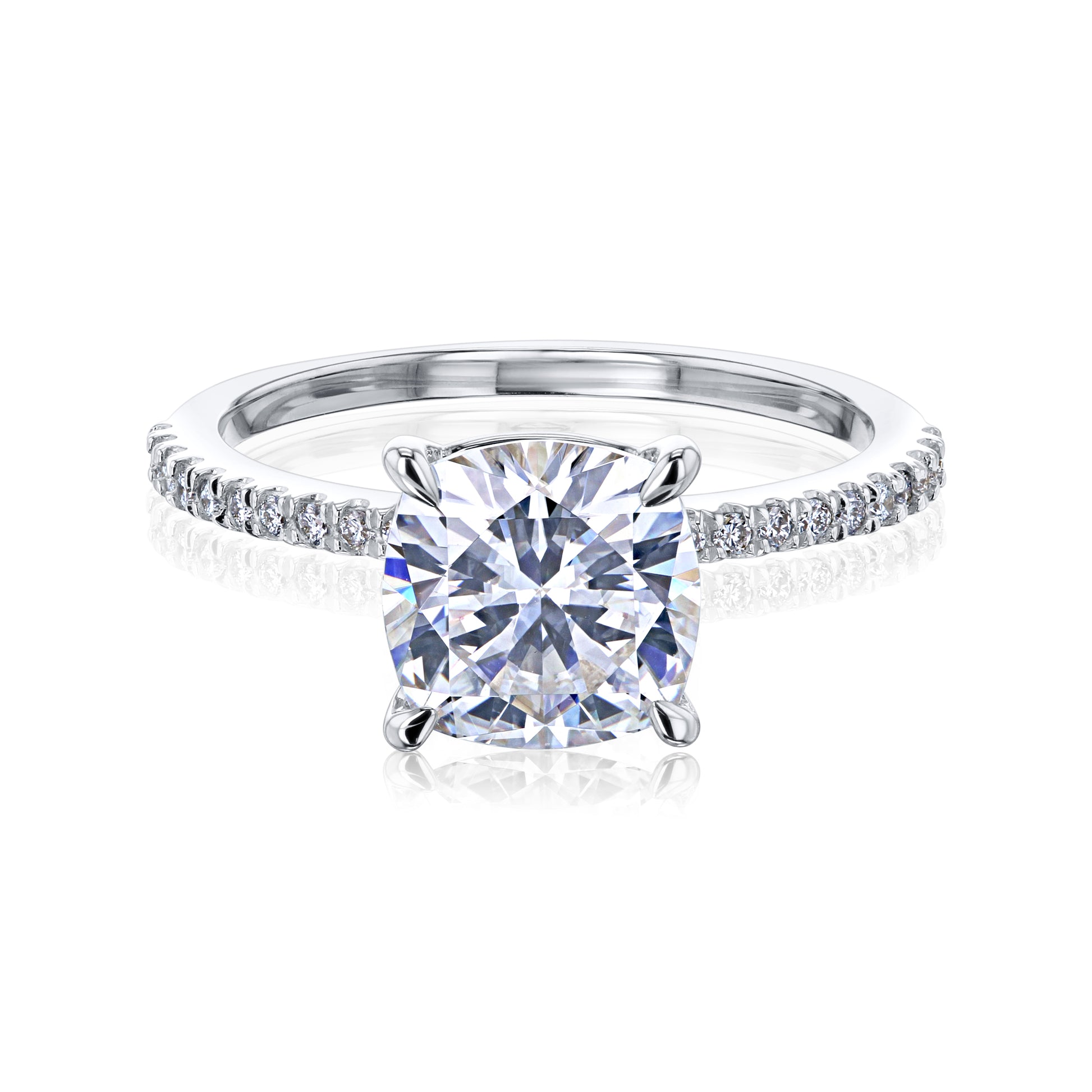 2.1 Carat Moissanite Cushion Petite Ring