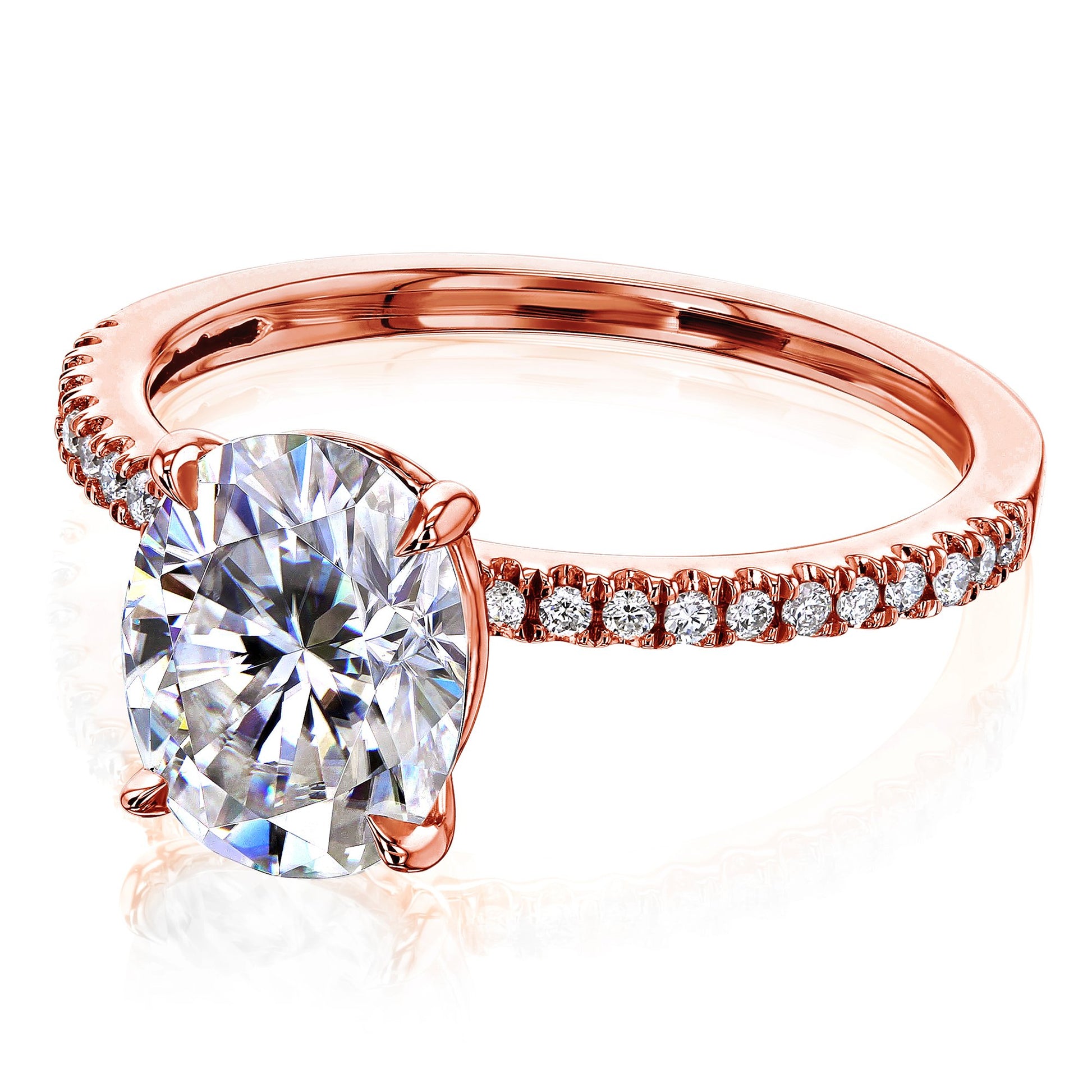 Kobelli 2.1ct Oval Moissanite Slender Diamond Shank Engagement Ring