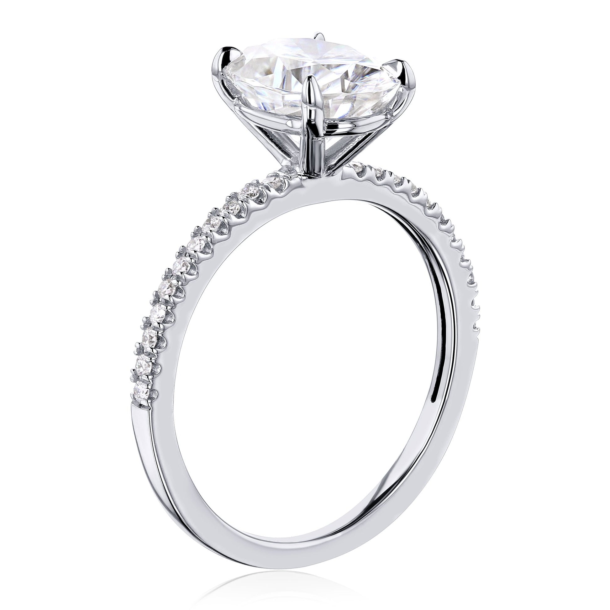 Kobelli 2.1ct Oval Moissanite Slender Diamond Shank Engagement Ring