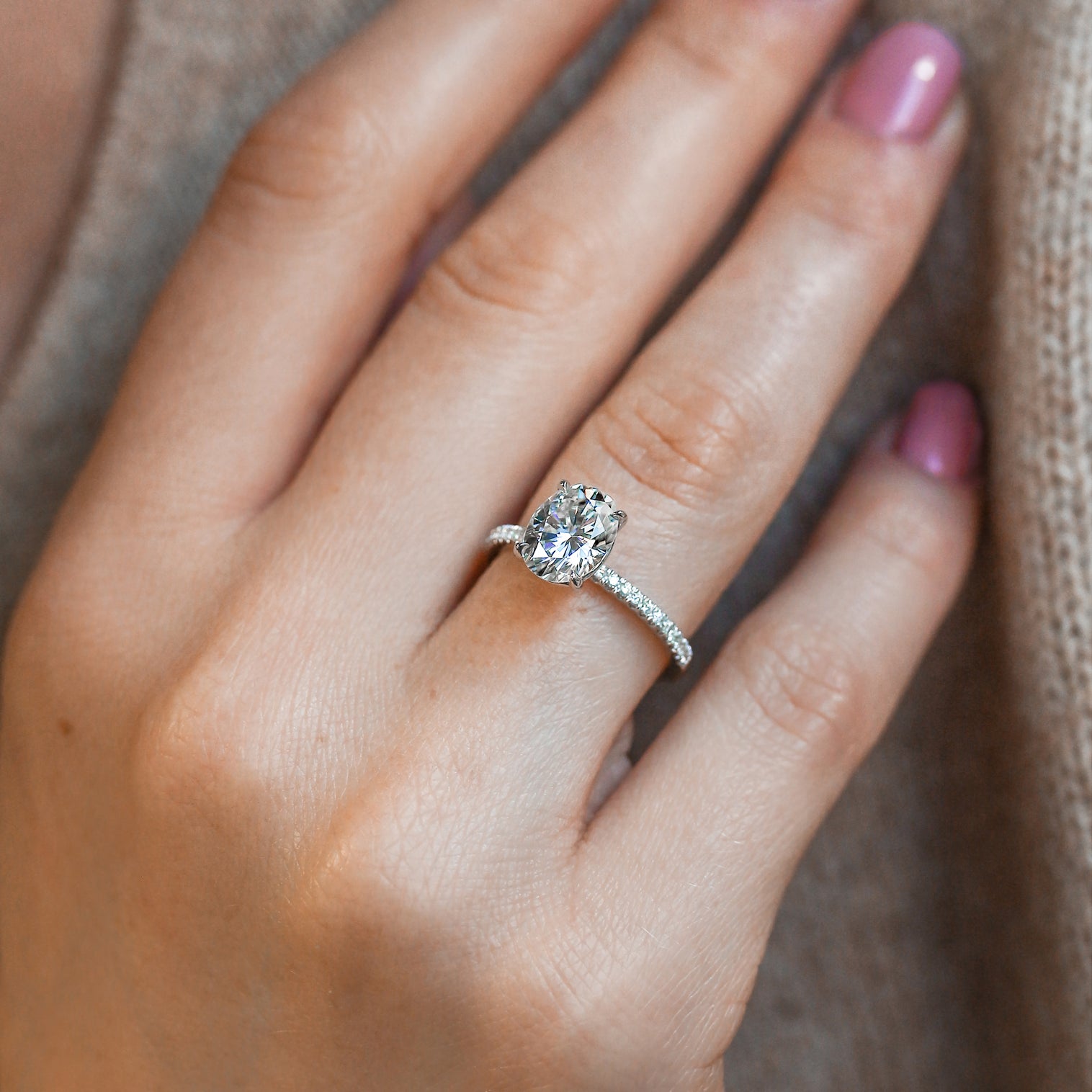 2.2 Carat Moissanite Oval Petite Ring