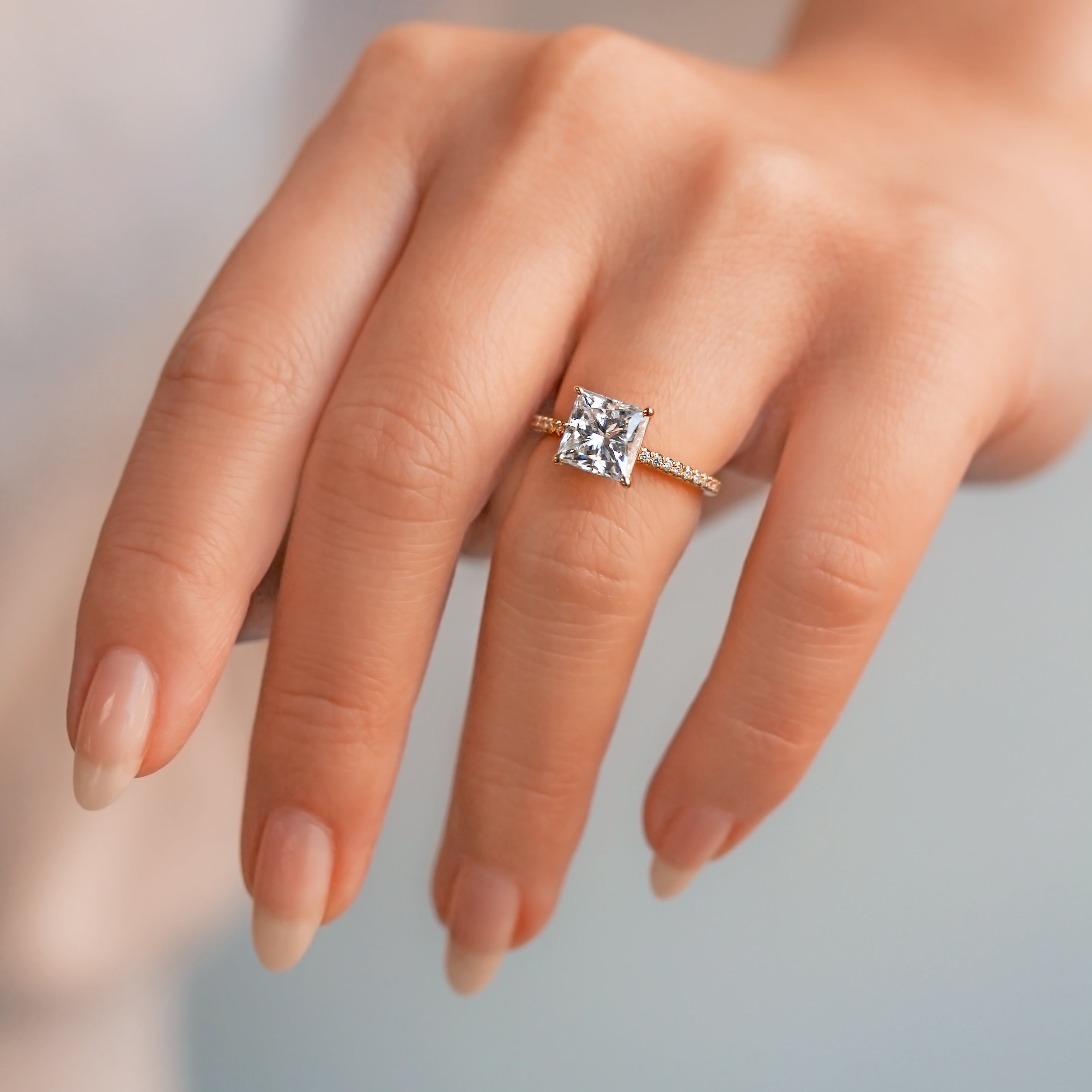 1.9 Carat Moissanite Princess Petite Ring