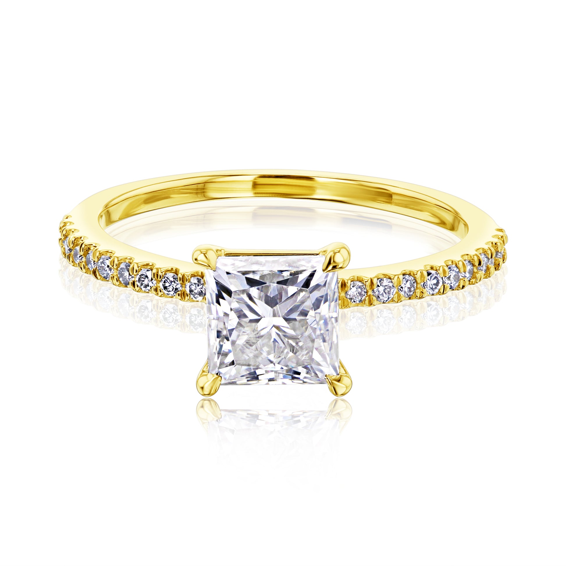 1 Carat Moissanite Princess Petite Ring
