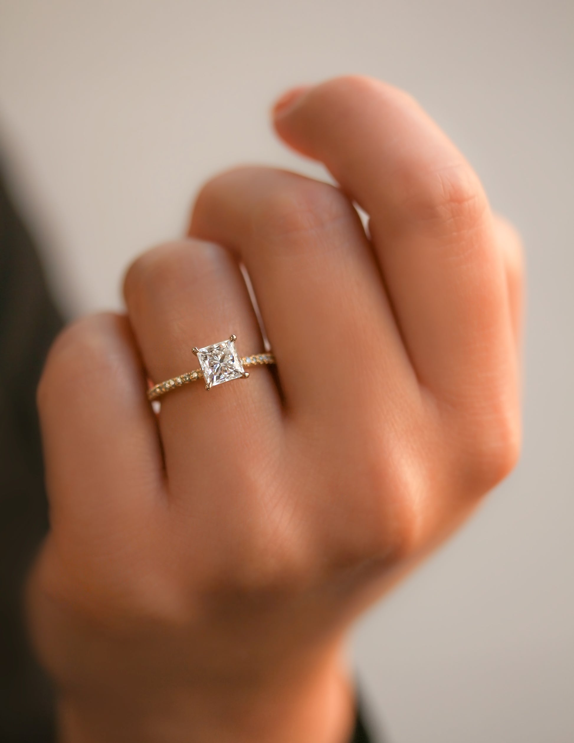 1 Carat Moissanite Princess Petite Ring