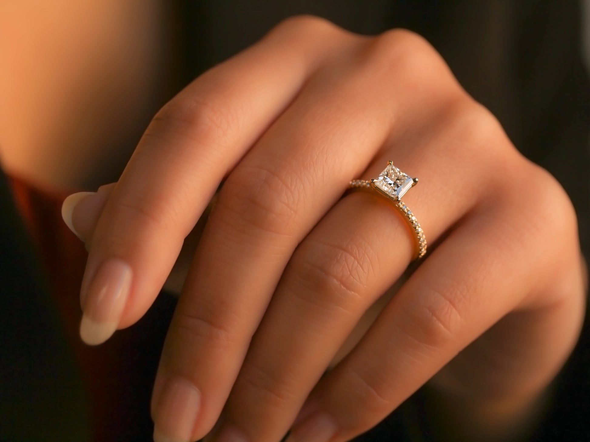 1 Carat Moissanite Princess Petite Ring