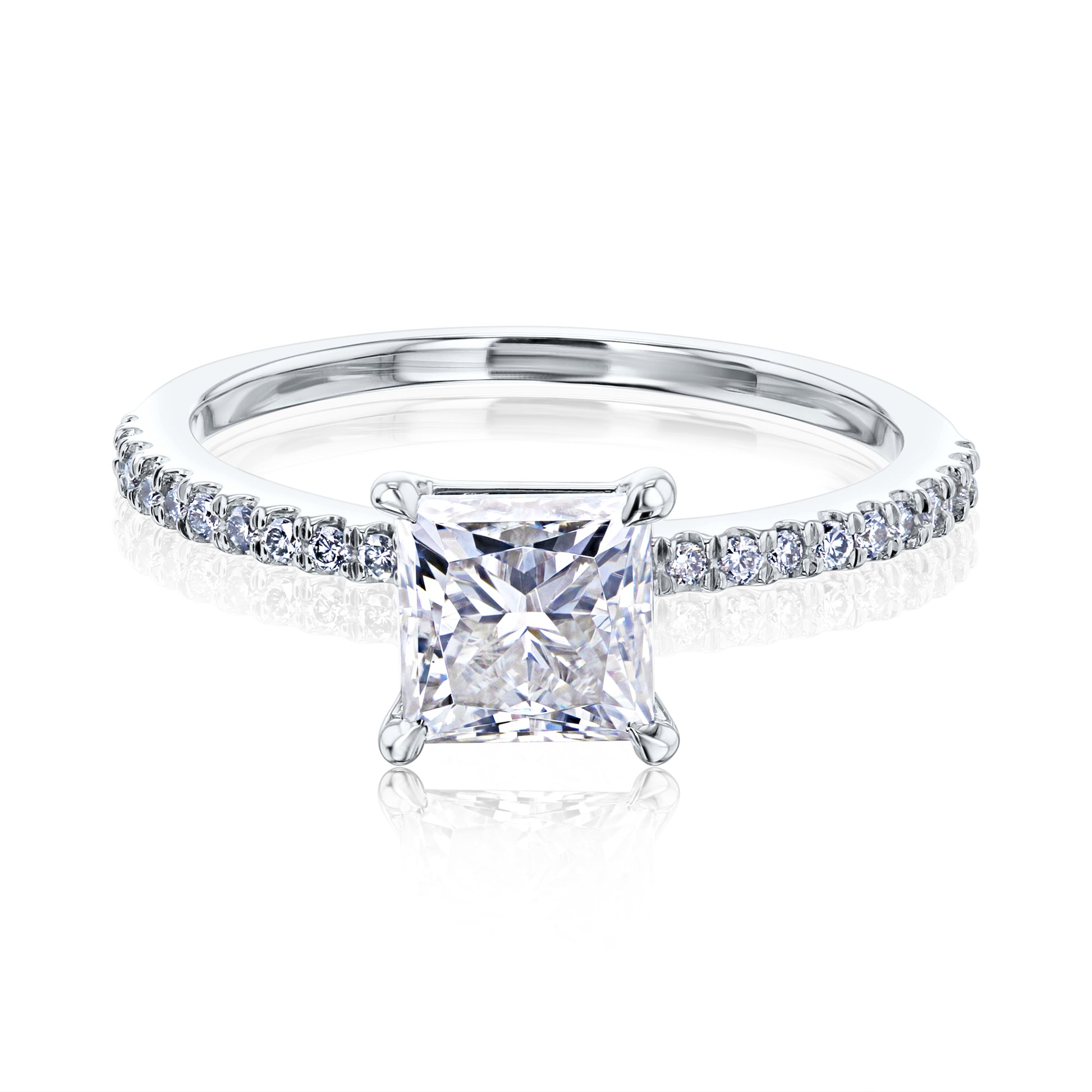 1 Carat Moissanite Princess Petite Ring