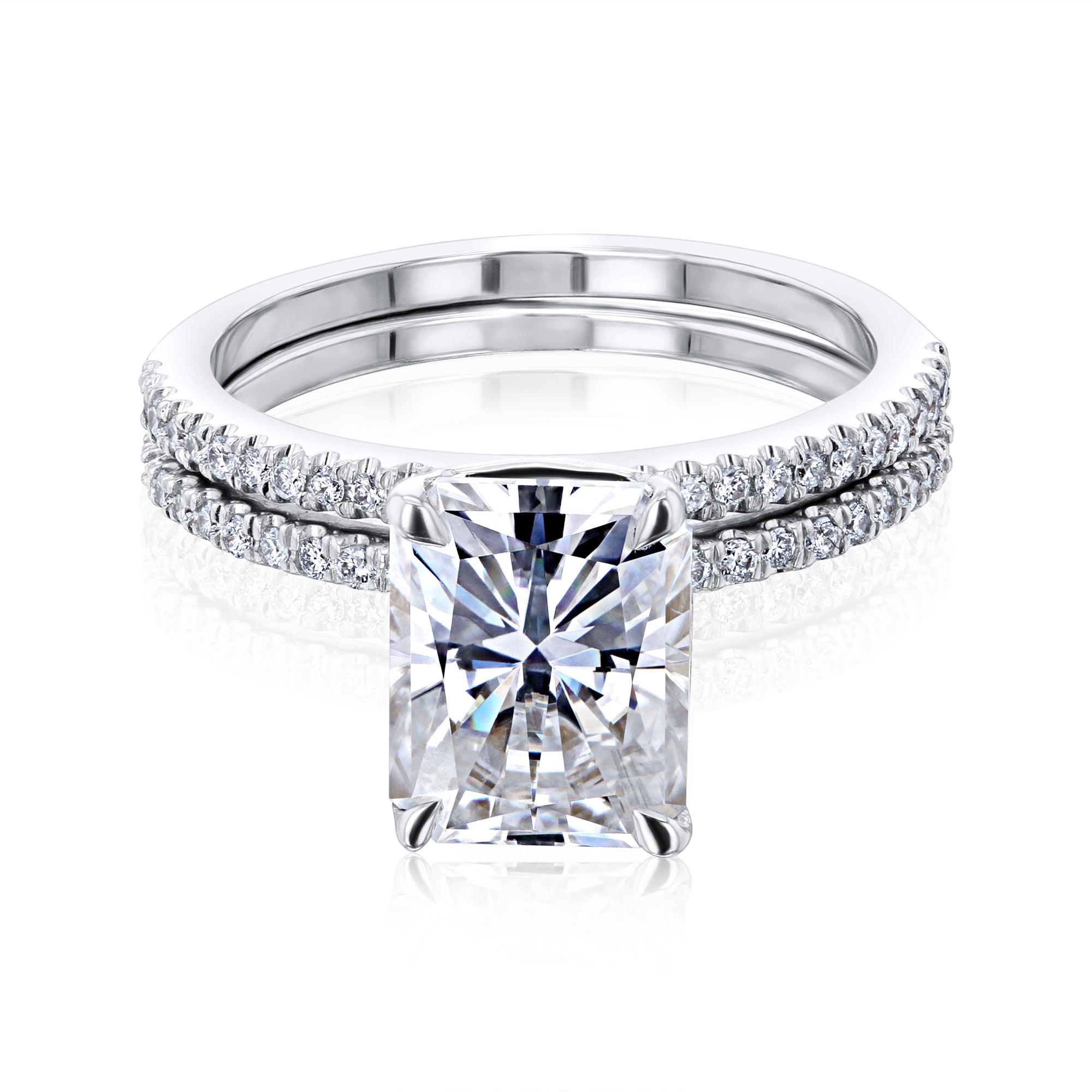 2.95 Carat Moissanite Radiant Petite Bridal Set - Lab Stones