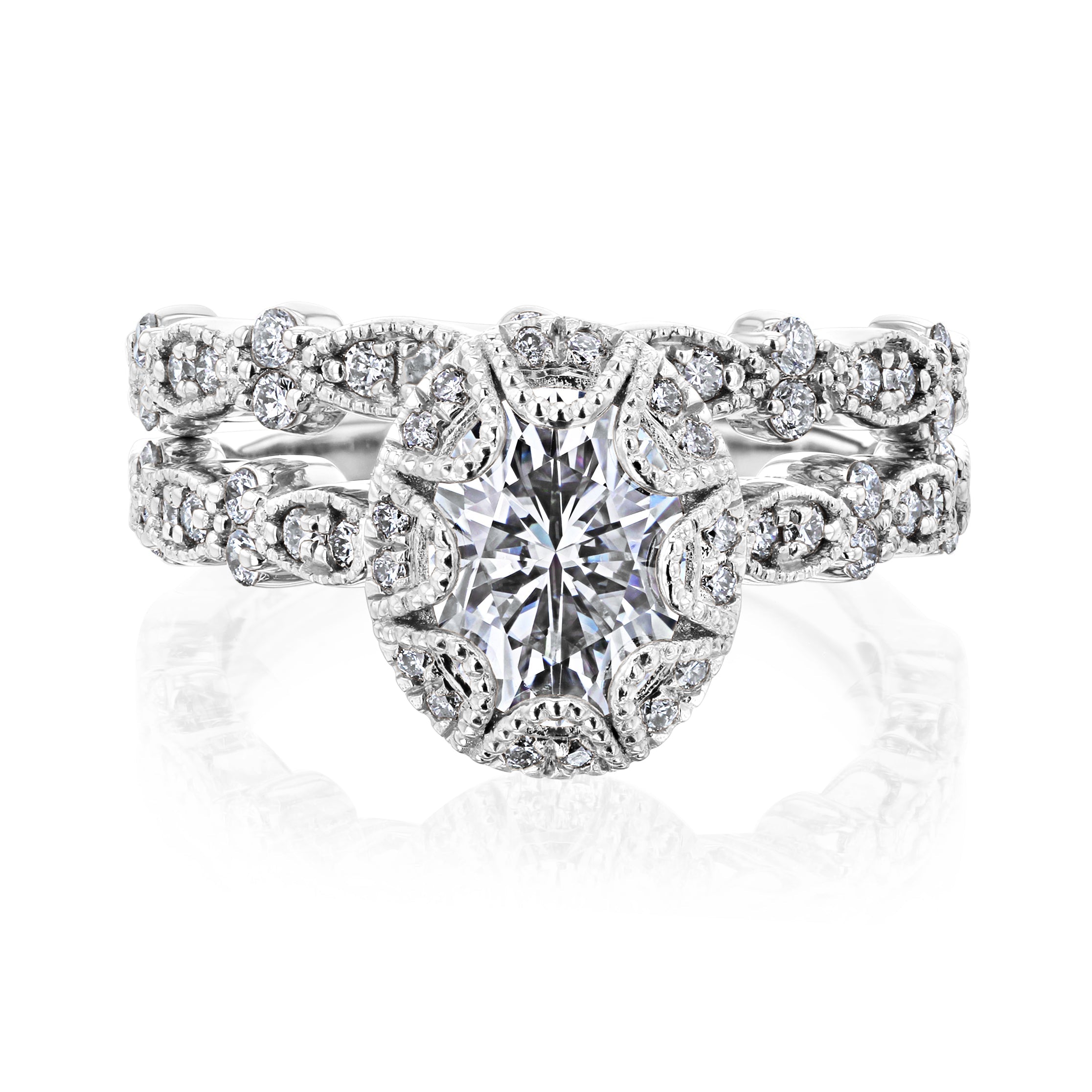 Kobelli 1.50ct Oval Moissanite Bridal Set