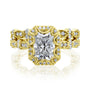 Kobelli Racquel 1.80-Carat Radiant Halo Scallop Vintage Gold Bridal Rings Set