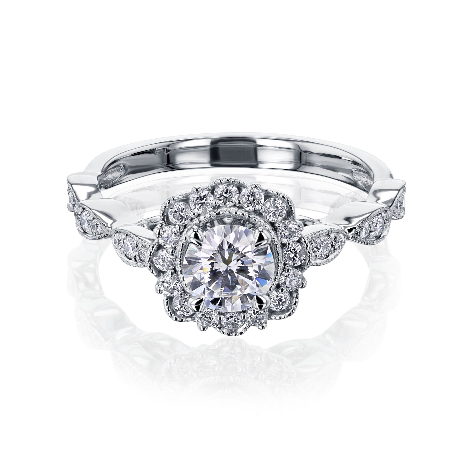 0.75 Carat Natural Diamond Floral Spring Ring