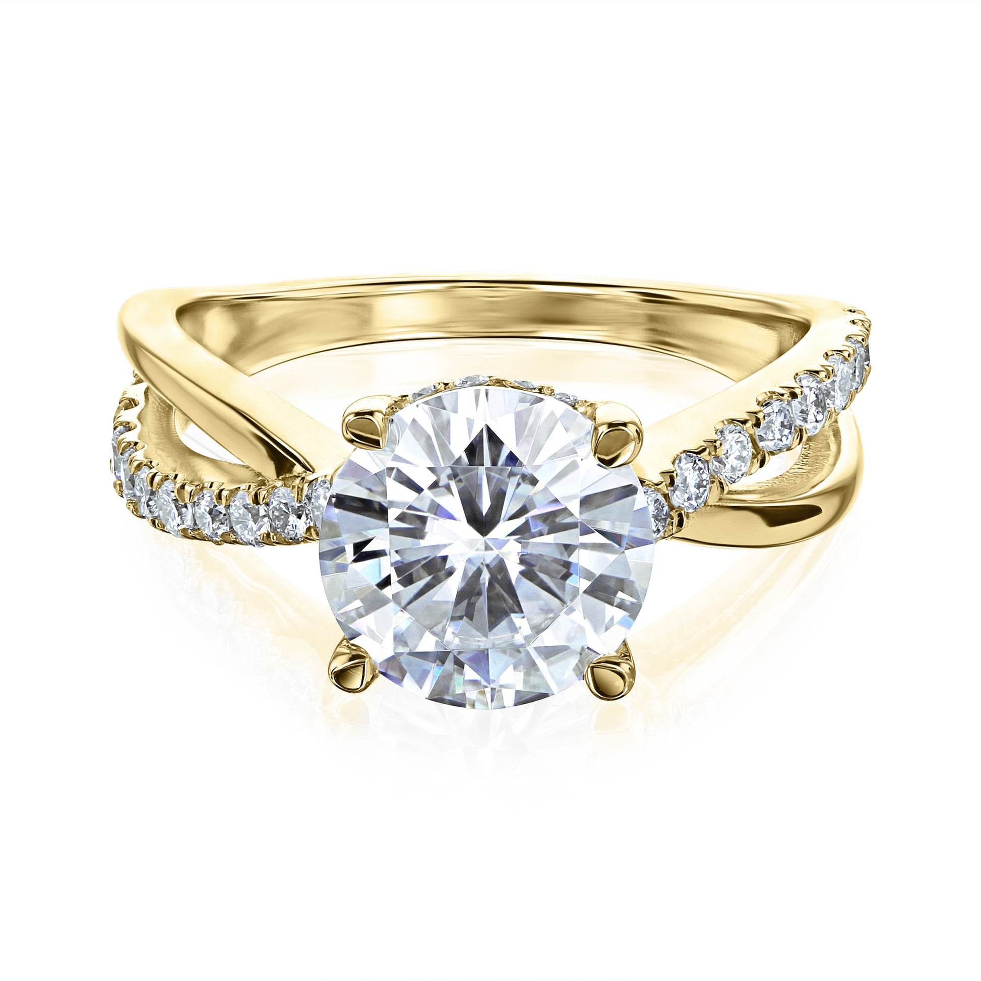 Kobelli 2 Carat Lab-grown Diamond Accented Ribbon Bypass Moissanite Engagement Ring