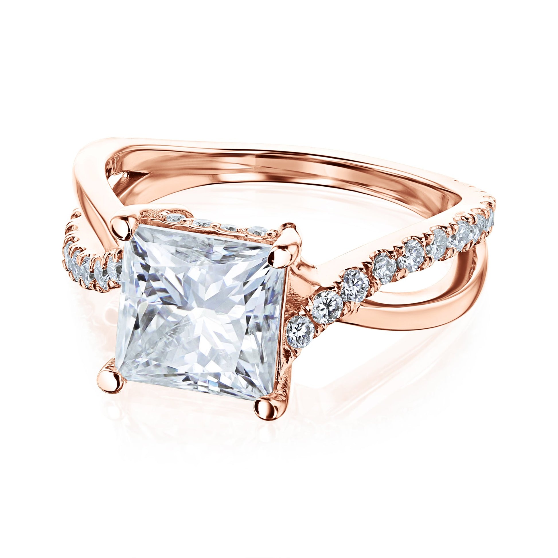 Kobelli 2 Carat Lab-grown Diamond Accented Ribbon Bypass Moissanite Engagement Ring