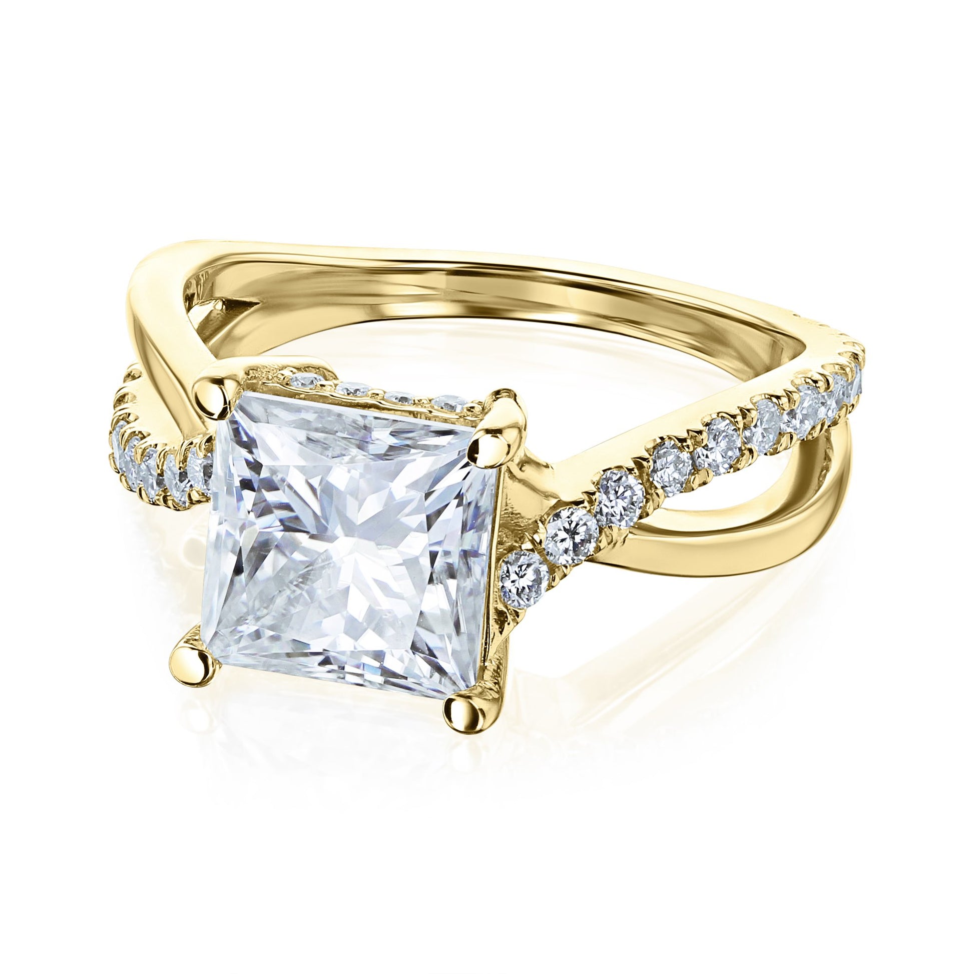 Kobelli 2 Carat Lab-grown Diamond Accented Ribbon Bypass Moissanite Engagement Ring