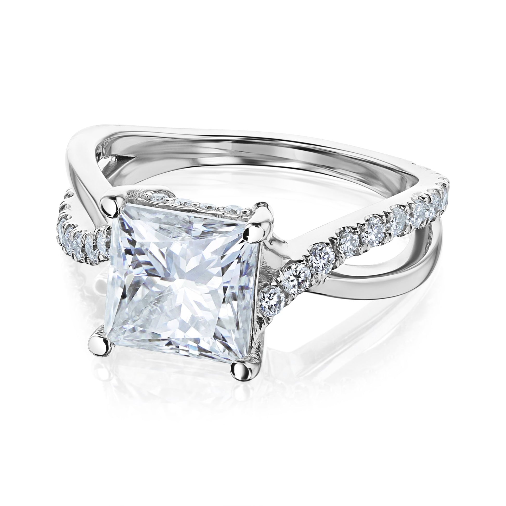 Kobelli 2 Carat Lab-grown Diamond Accented Ribbon Bypass Moissanite Engagement Ring