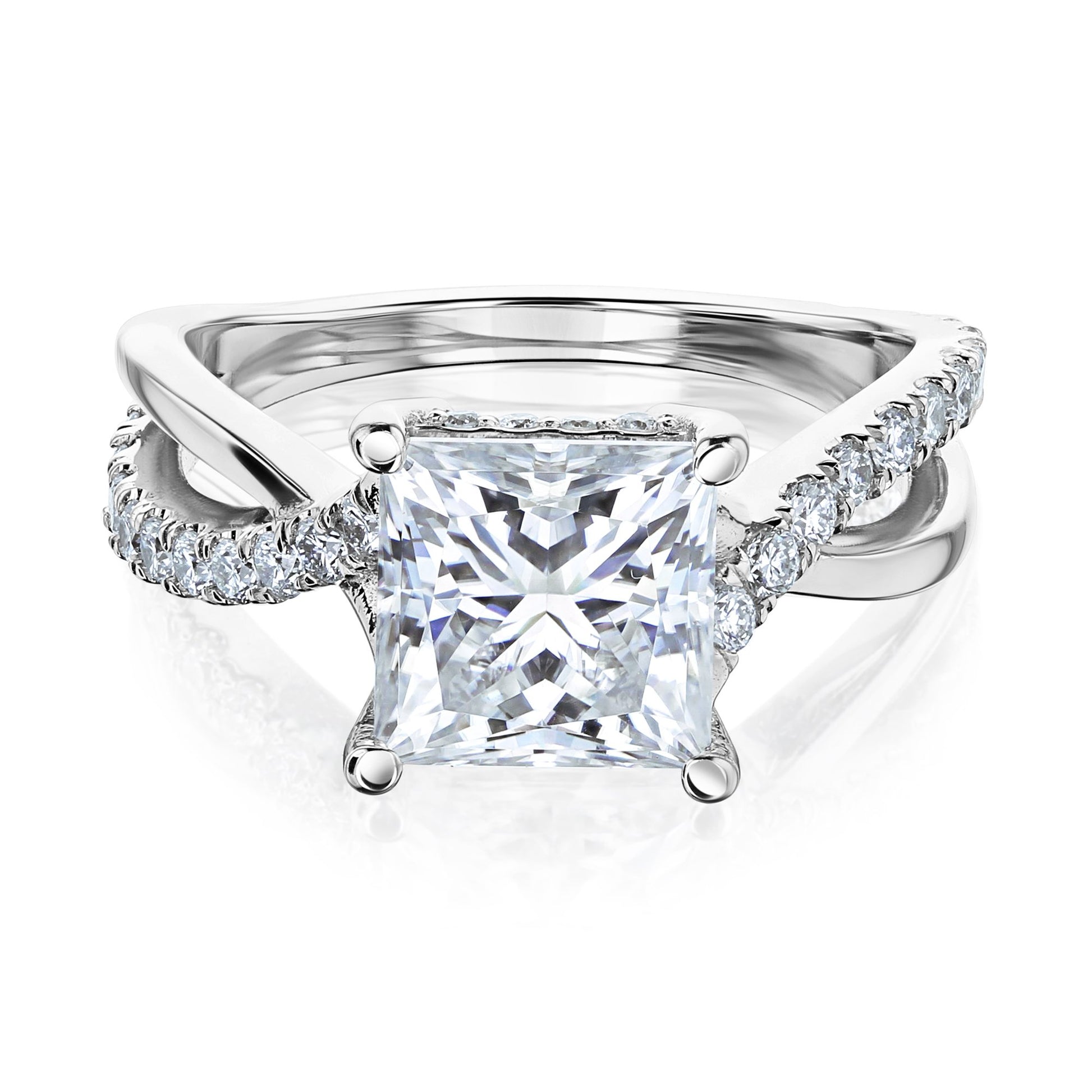 Kobelli 2 Carat Lab-grown Diamond Accented Ribbon Bypass Moissanite Engagement Ring