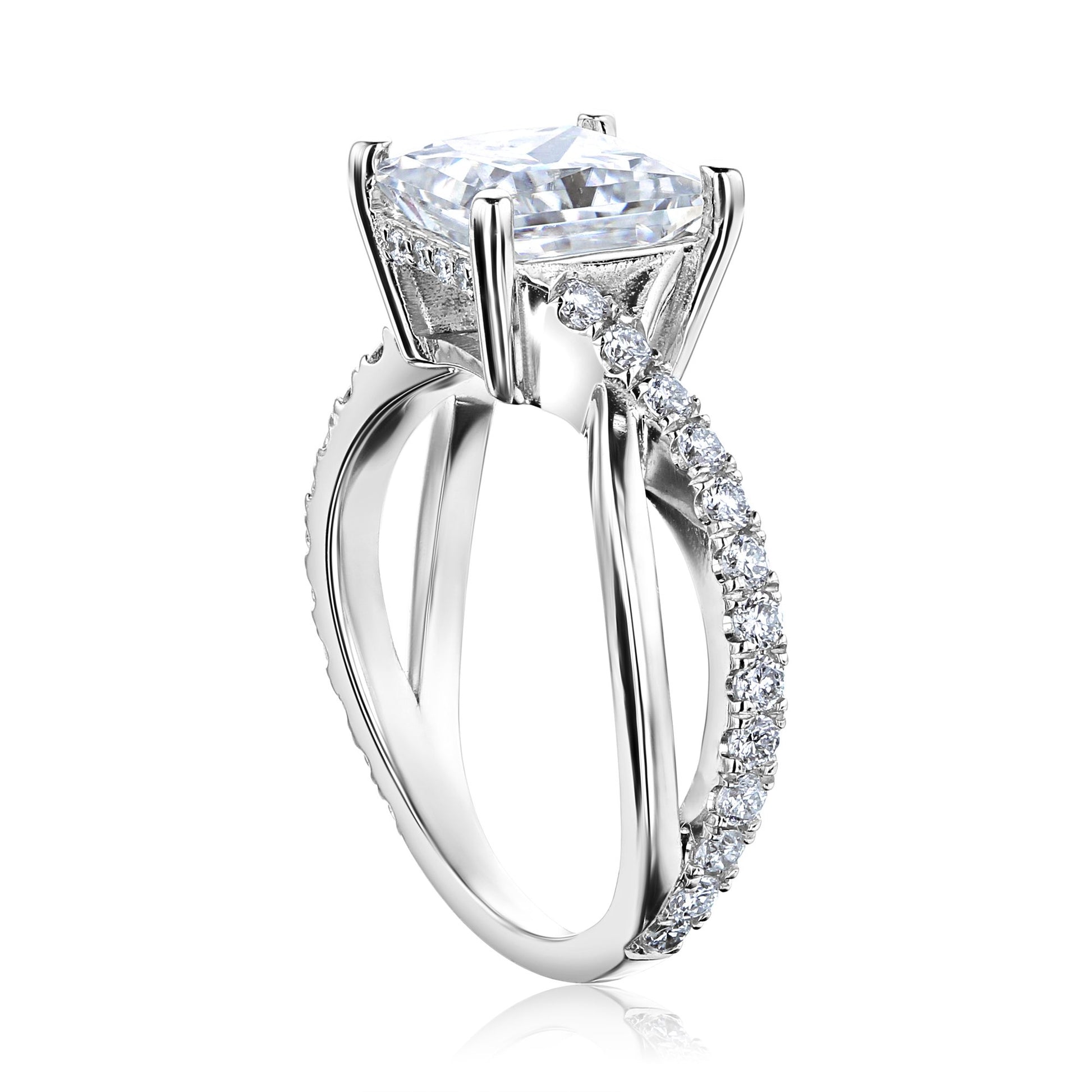 Kobelli 2 Carat Lab-grown Diamond Accented Ribbon Bypass Moissanite Engagement Ring