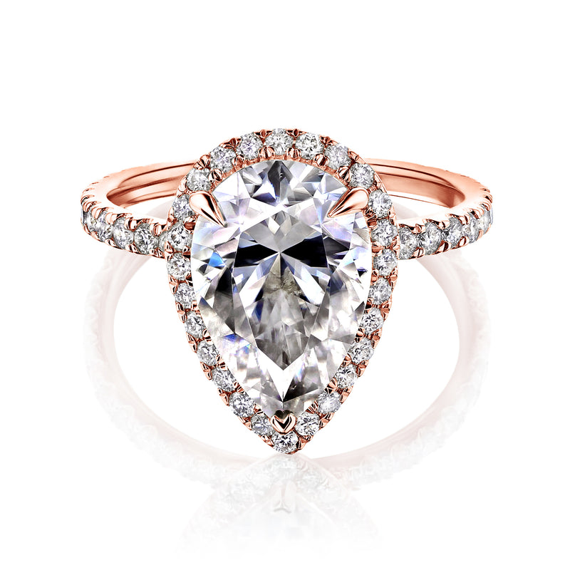 Kobelli - Online Store - Pear Statement Moissanite and Diamond Engagement Ring - Rose Gold