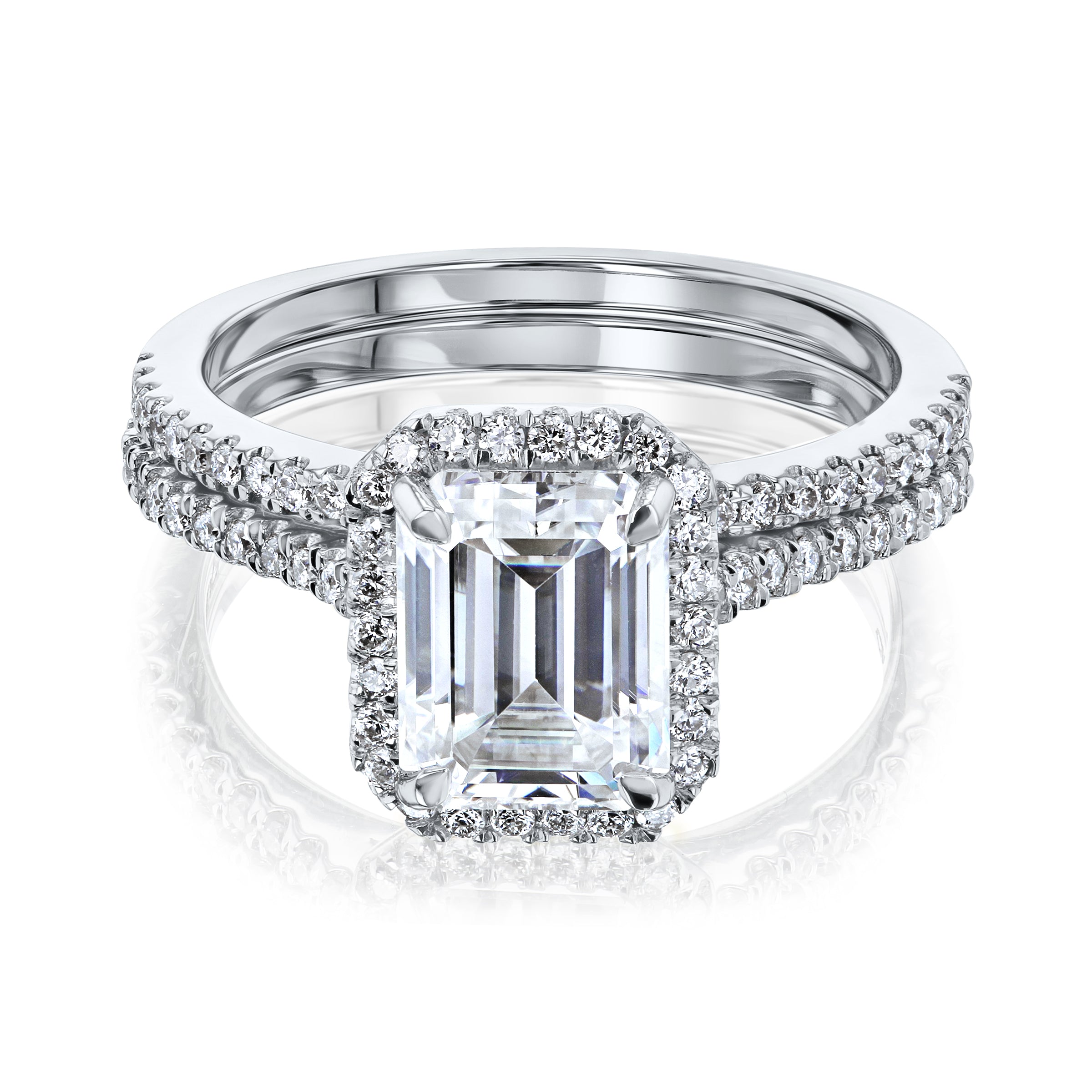 1.75 Carat Moissanite Emerald Capri Bridal Set