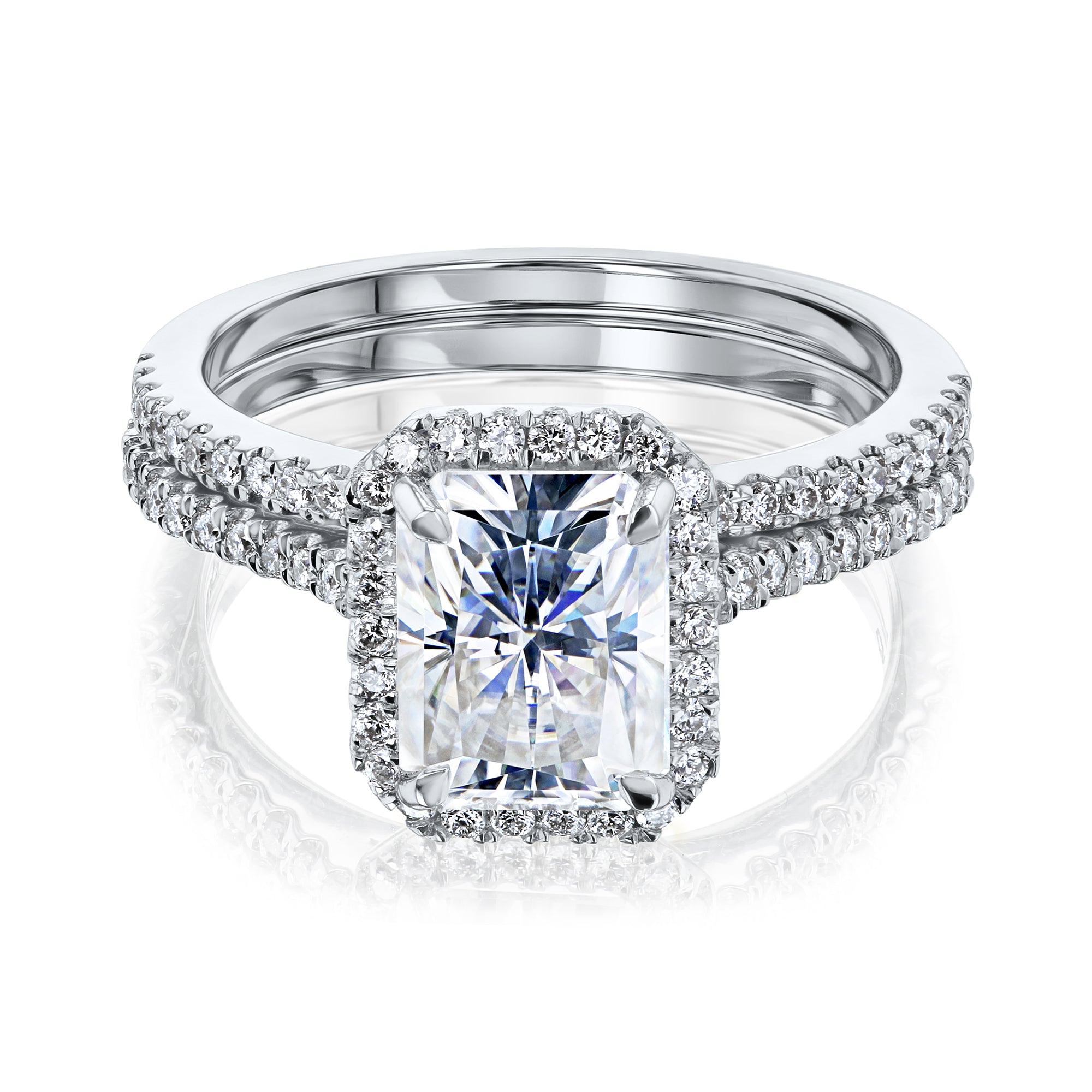 1.8 Carat Moissanite Radiant Capri Bridal Set