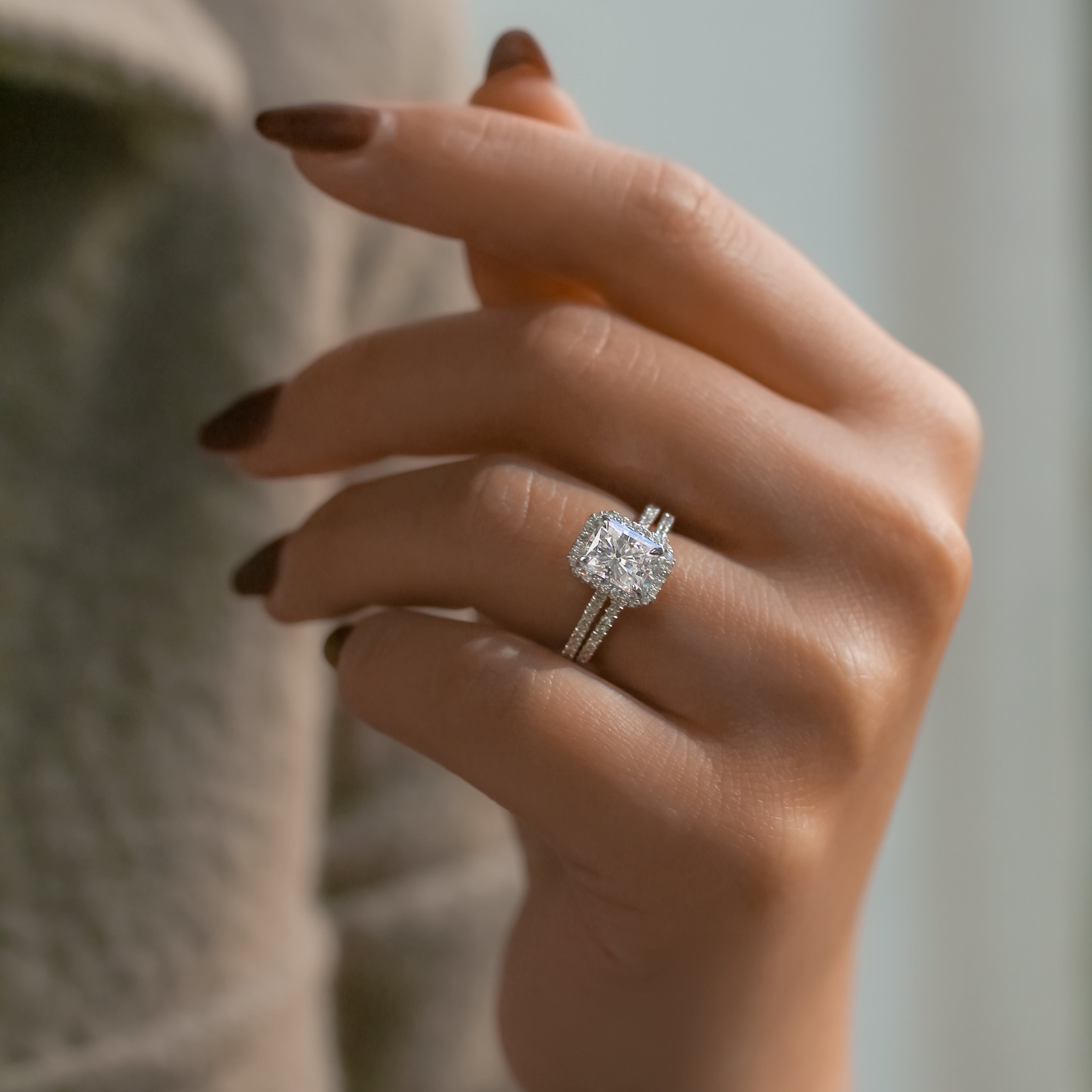 1.8 Carat Moissanite Radiant Capri Bridal Set