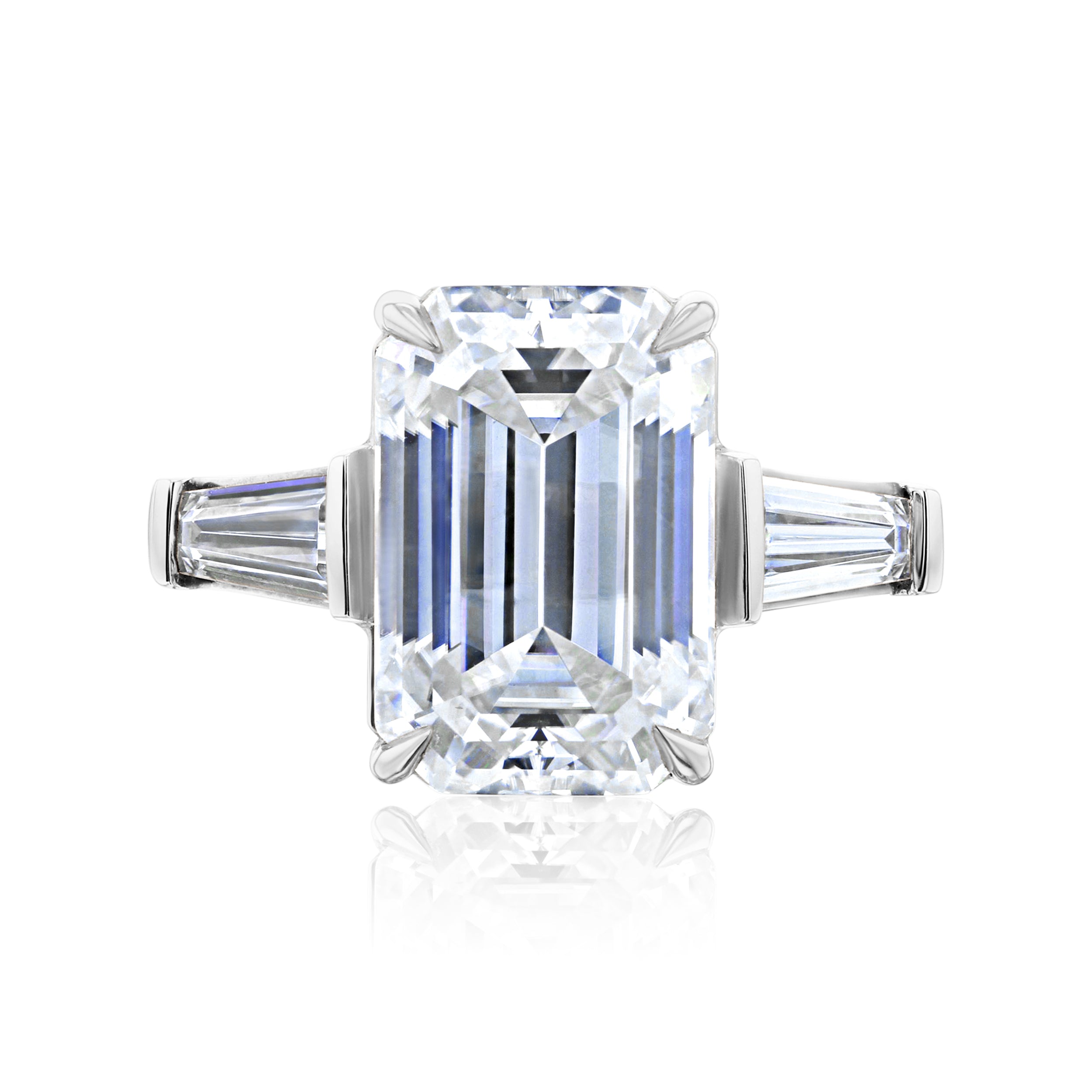 5.7 Carat Moissanite 3-Stone Emerald Pilot Ring