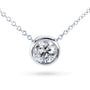 Kobelli Round Bezel Moissanite Solitaire Necklace 14K Gold 16" Chain (6.5mm 1ct DEW) MZ6698R-100_WG