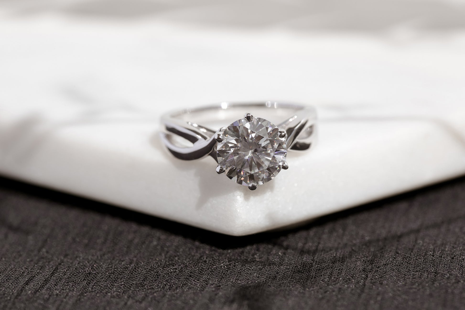 1.9 Carat Moissanite Crossover Solitaire Ring