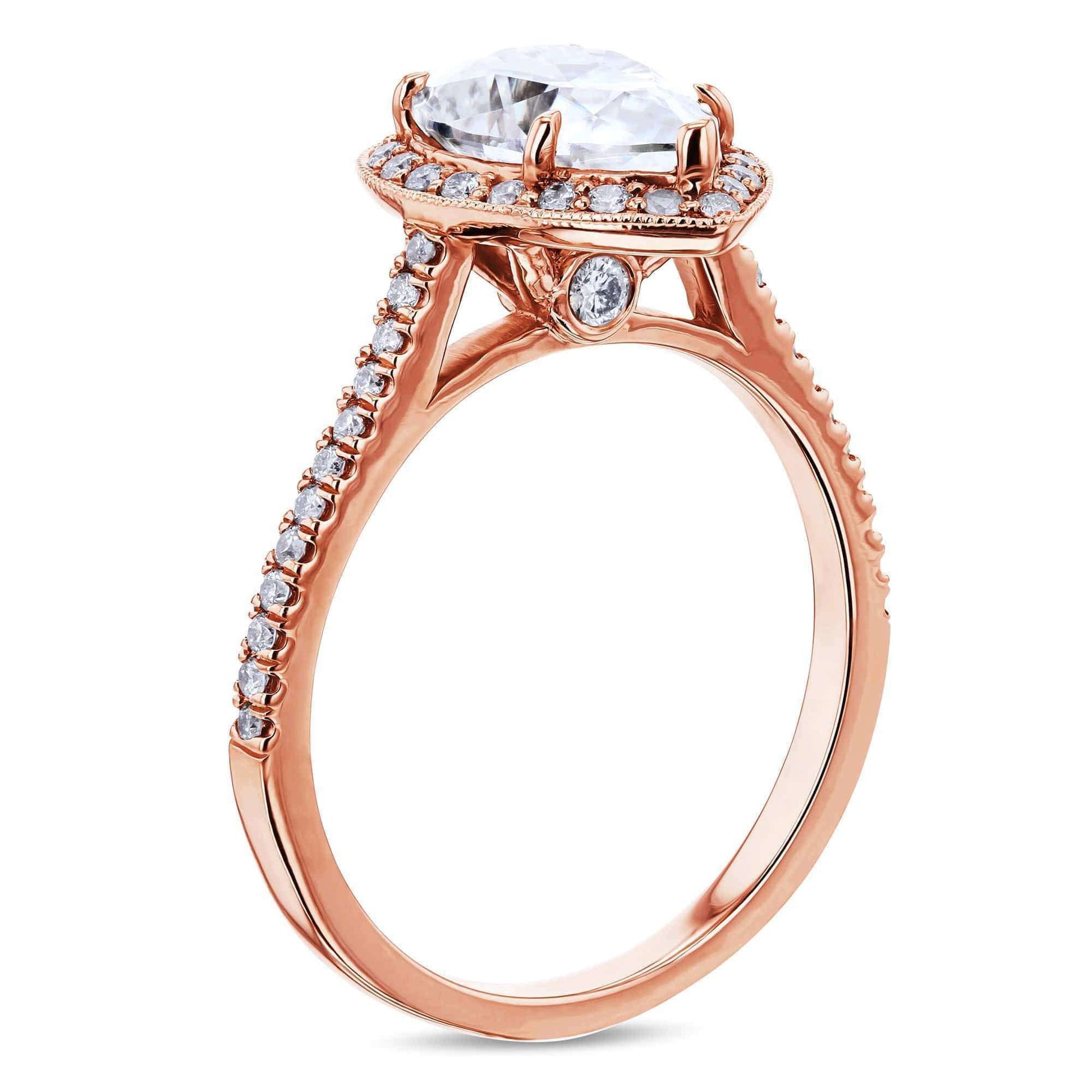 Kobelli Pear Shape Forever One Moissanite Halo Ring