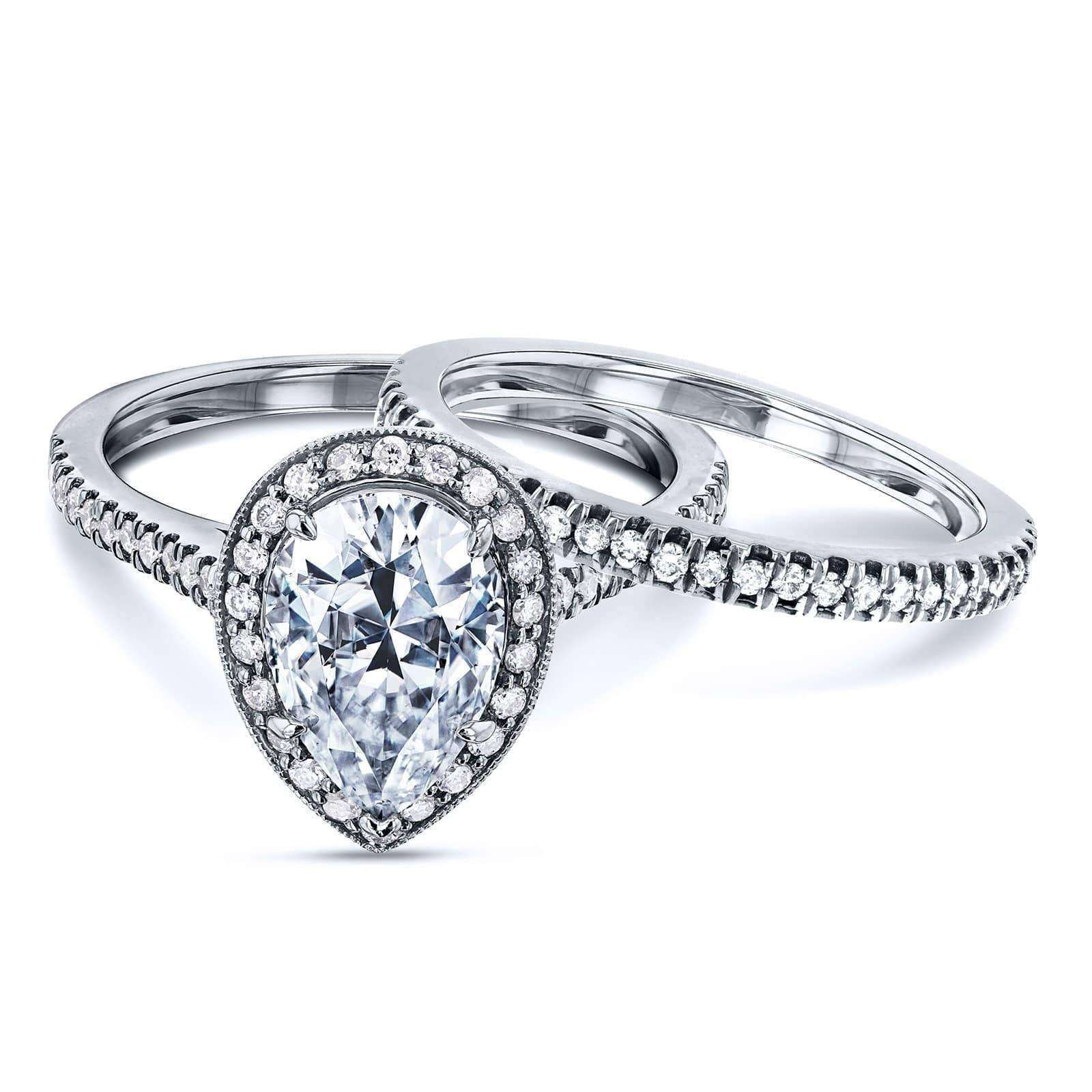 Kobelli Pear Shape Moissanite Halo Bridal Set (2 3/5 CTW)