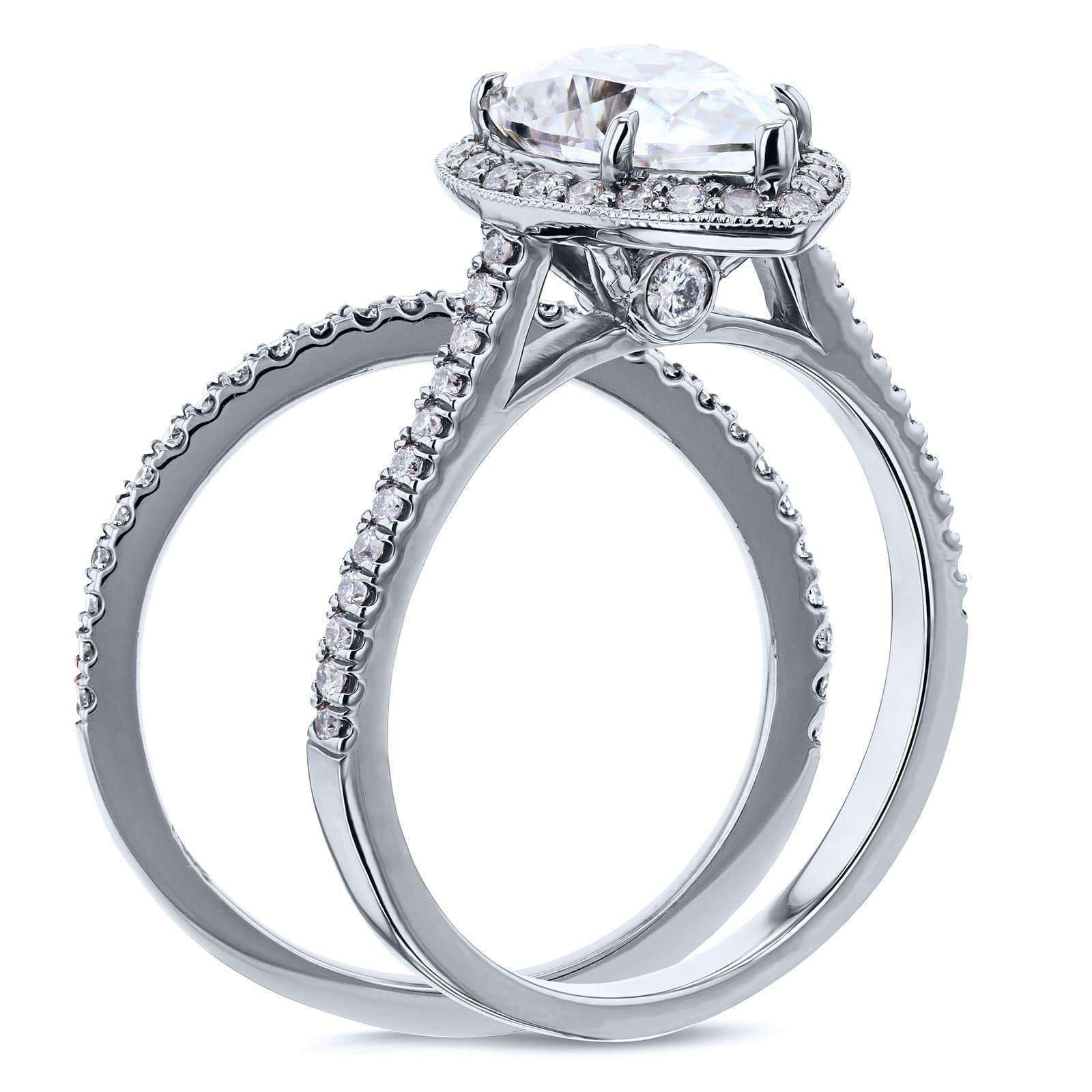 Kobelli Pear Shape Moissanite Halo Bridal Set (2 3/5 CTW)