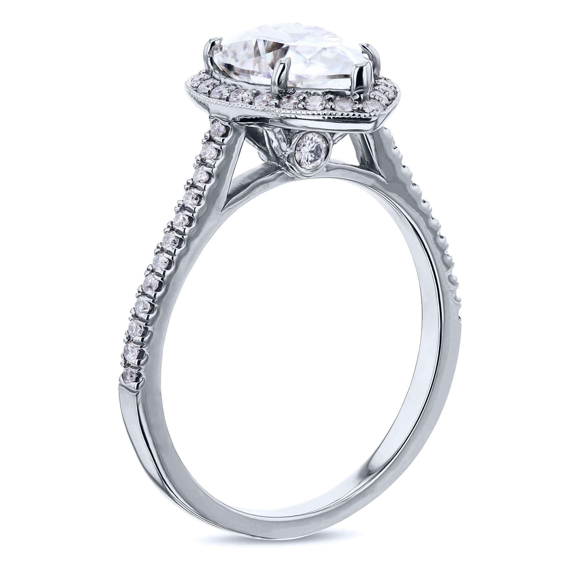 Kobelli Pear Shape Forever One Moissanite Halo Ring