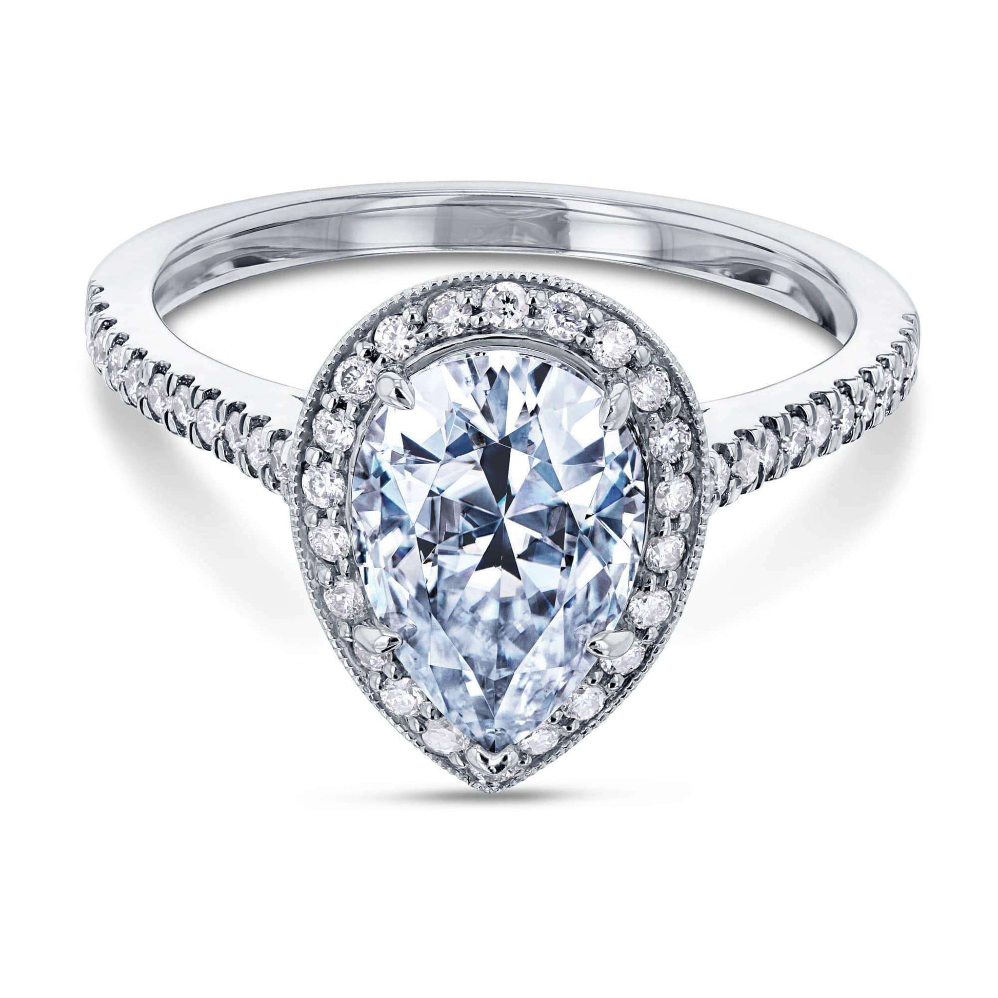 Kobelli Pear Shape Forever One Moissanite Halo Ring