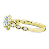 Kobelli Round Moissanite and Diamond Floral Engagement Ring 1 1/3 CTW 14k Yellow Gold (HI/VS, GH/I)