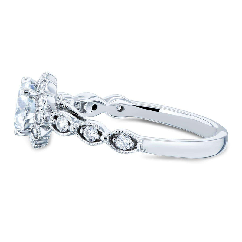 Kobelli Round Moissanite and Diamond Floral Engagement Ring 1 1/3 CTW 14k White Gold (HI/VS, GH/I)