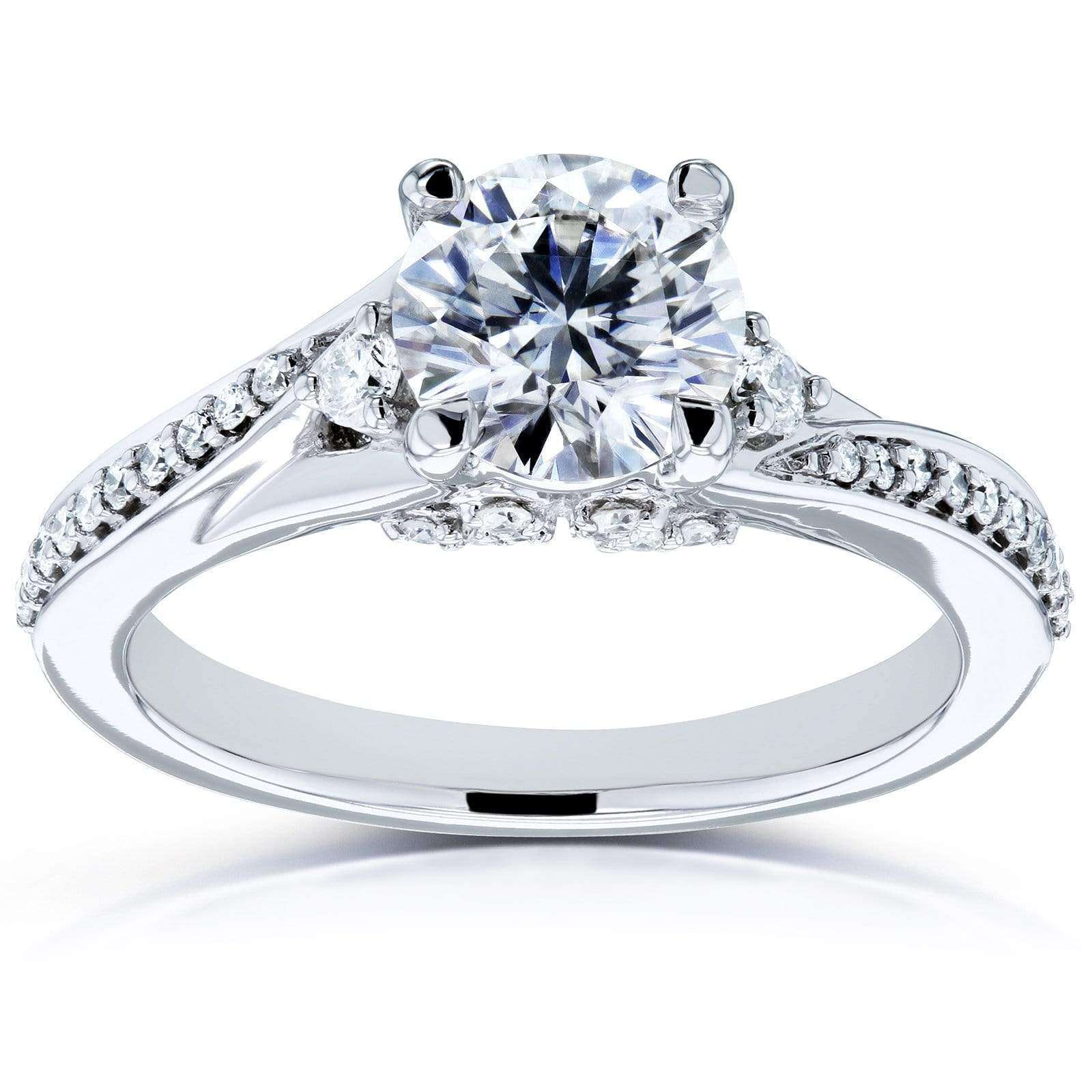 Kobelli Fancy Setting Diamond Bypass Engagement Ring 14k White Gold