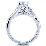 Kobelli Fancy Setting Diamond Bypass Engagement Ring 14k White Gold