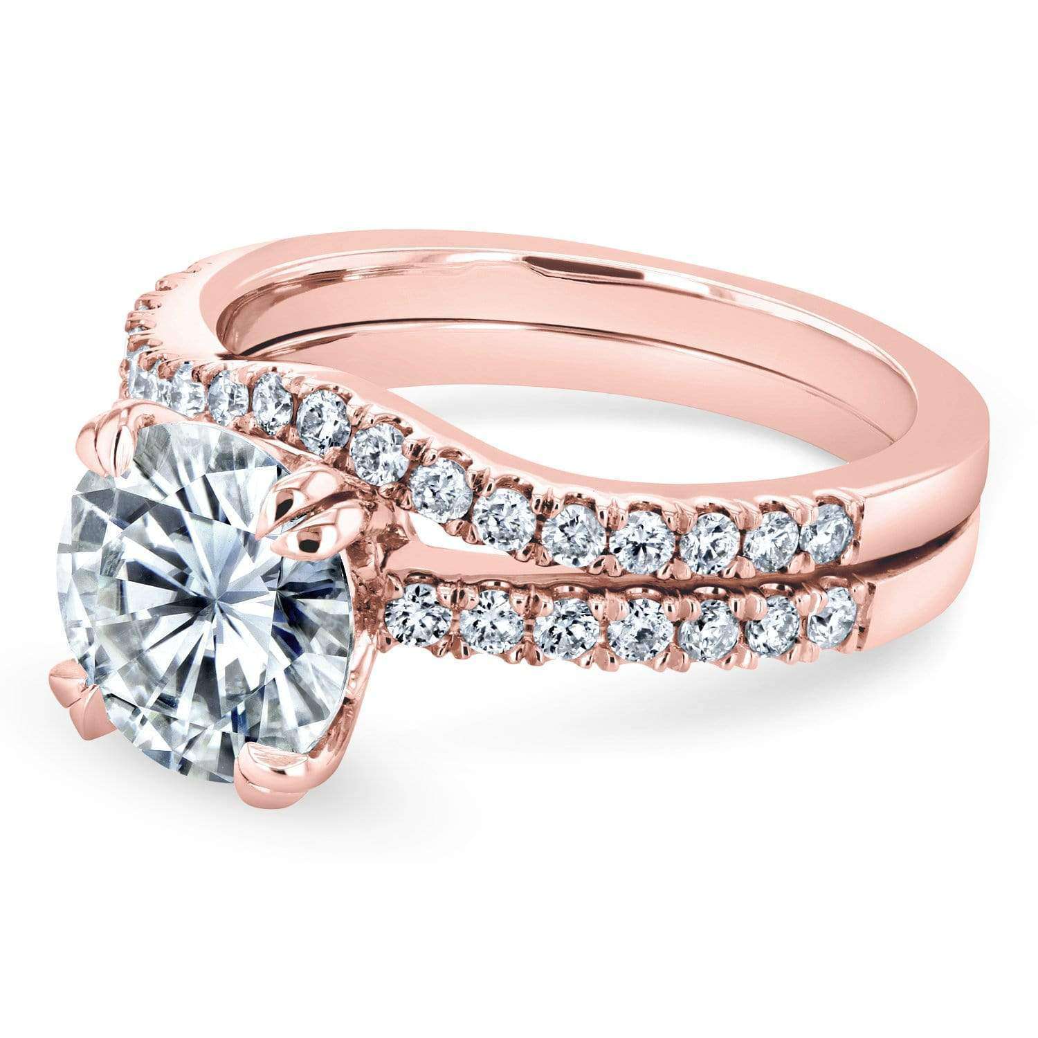 Kobelli Forever One Moissanite and Lab Grown Diamond Bridal Rings Set 2 1/3 CTW 14k Rose Gold (DEF/VS)
