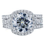 Kobelli Round Forever One Moissanite Halo Bridal Rings 4 1/3 CTW Platinum (3 Piece Set)